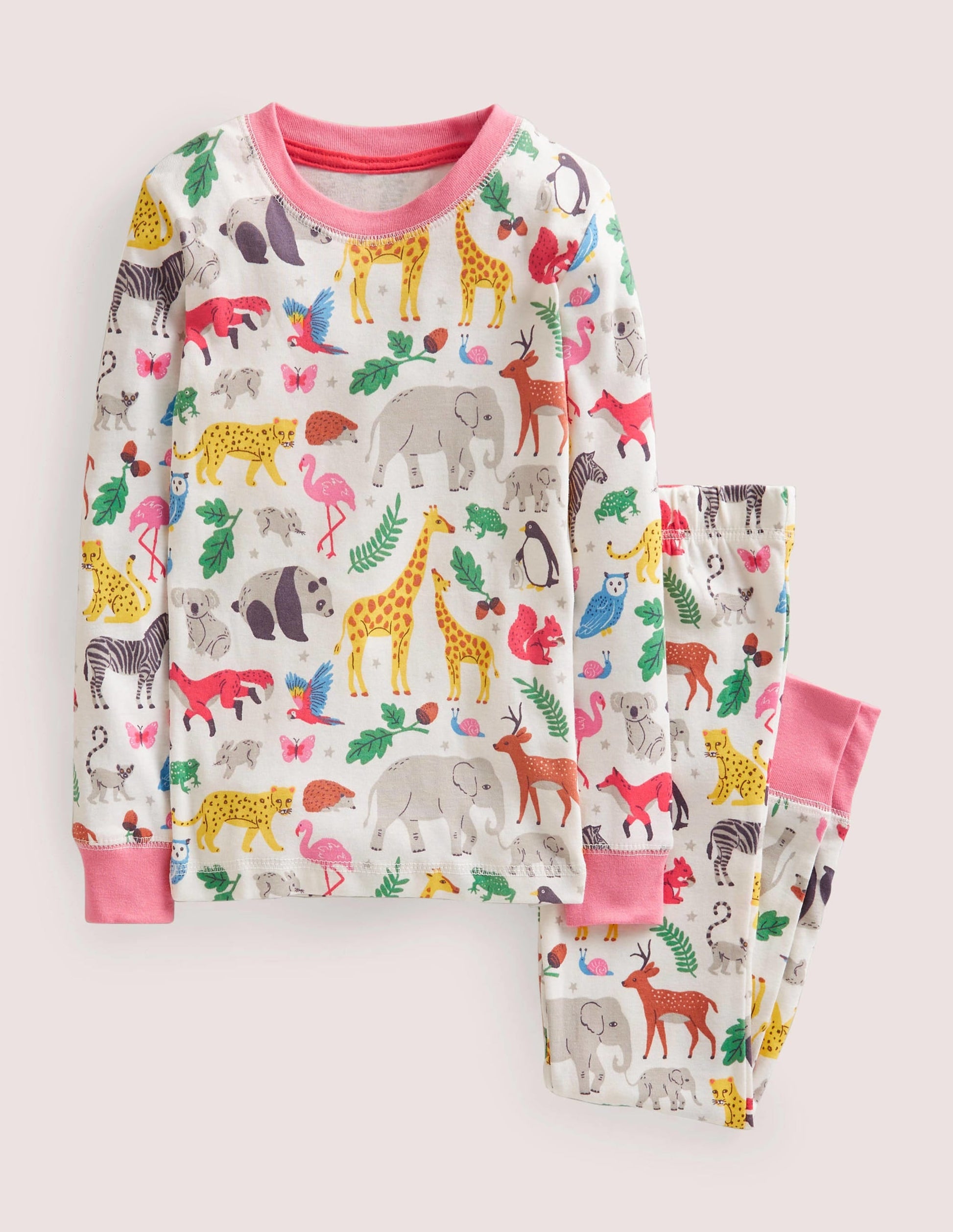 Snug Long John Pyjamas-Multi Global Animals-1