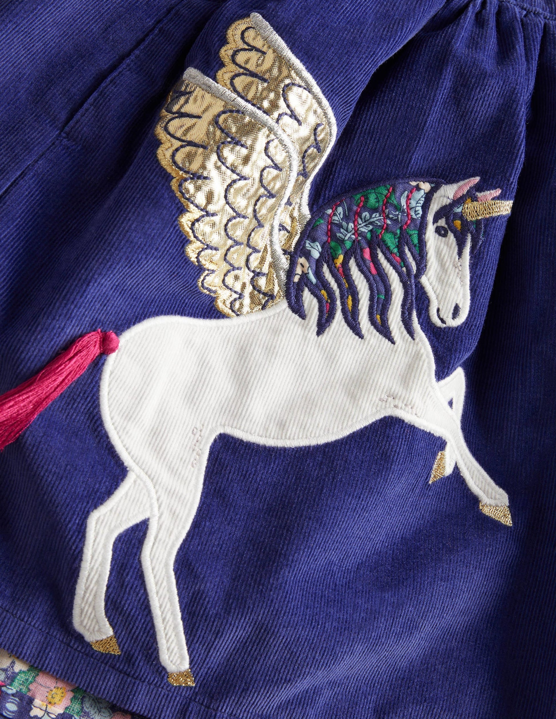 Cord Appliqué Skirt-Starboard Blue Unicorns-3