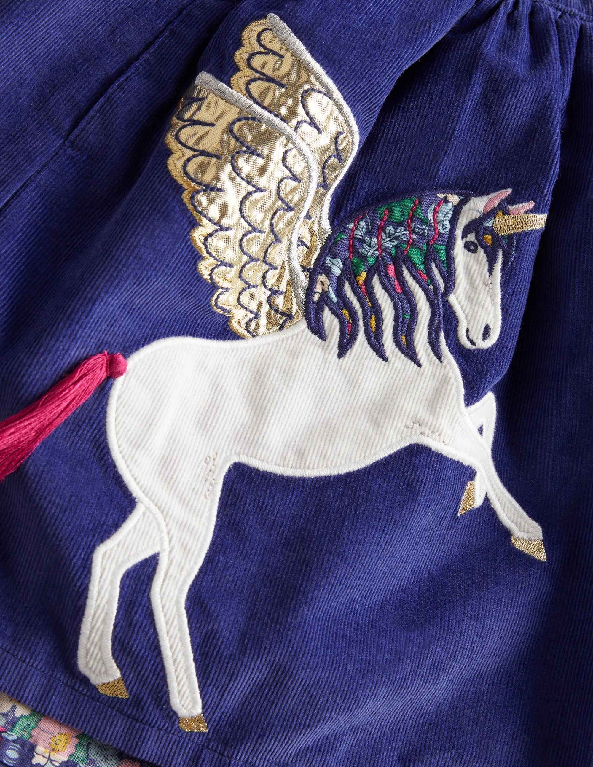 Cord Appliqué Skirt-Starboard Blue Unicorns - Image 3