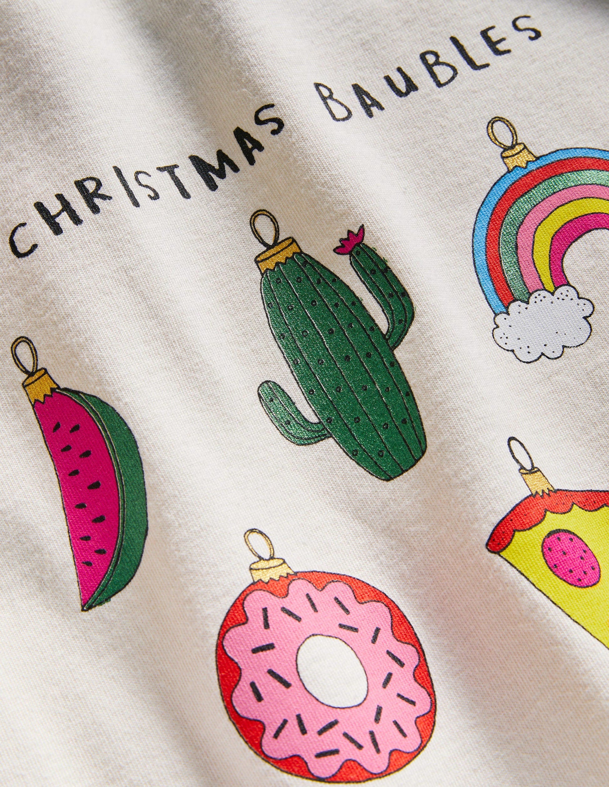 Raglan Festive Printed T-shirt-Strawberry Pink/Ivory-3
