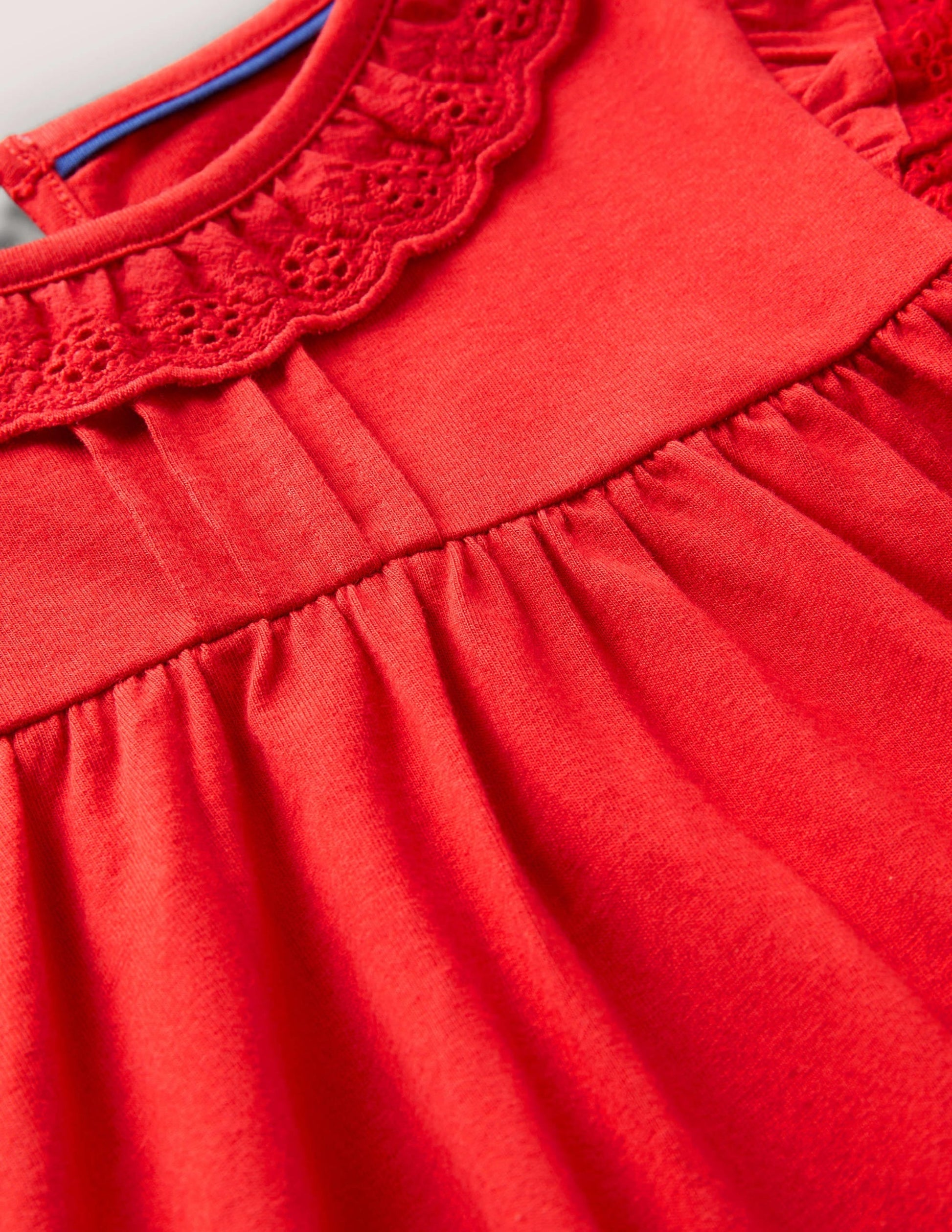 Broderie Frill Dress-Rockabilly Red-3
