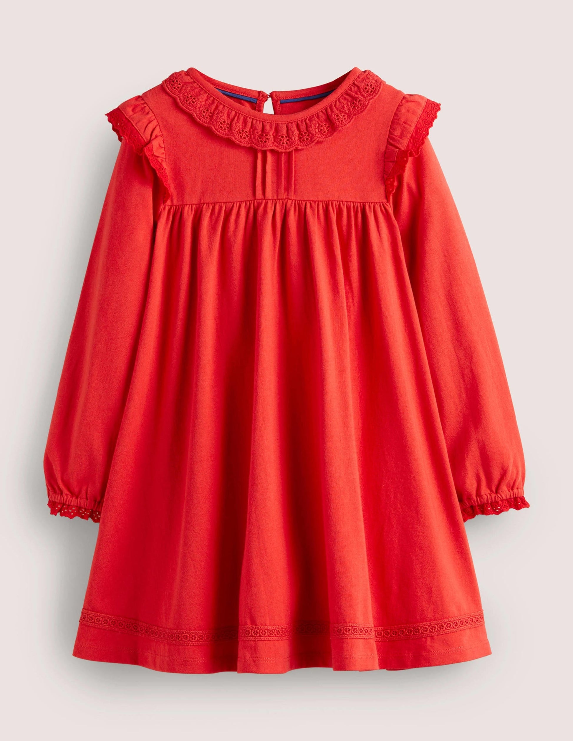 Broderie Frill Dress-Rockabilly Red-1