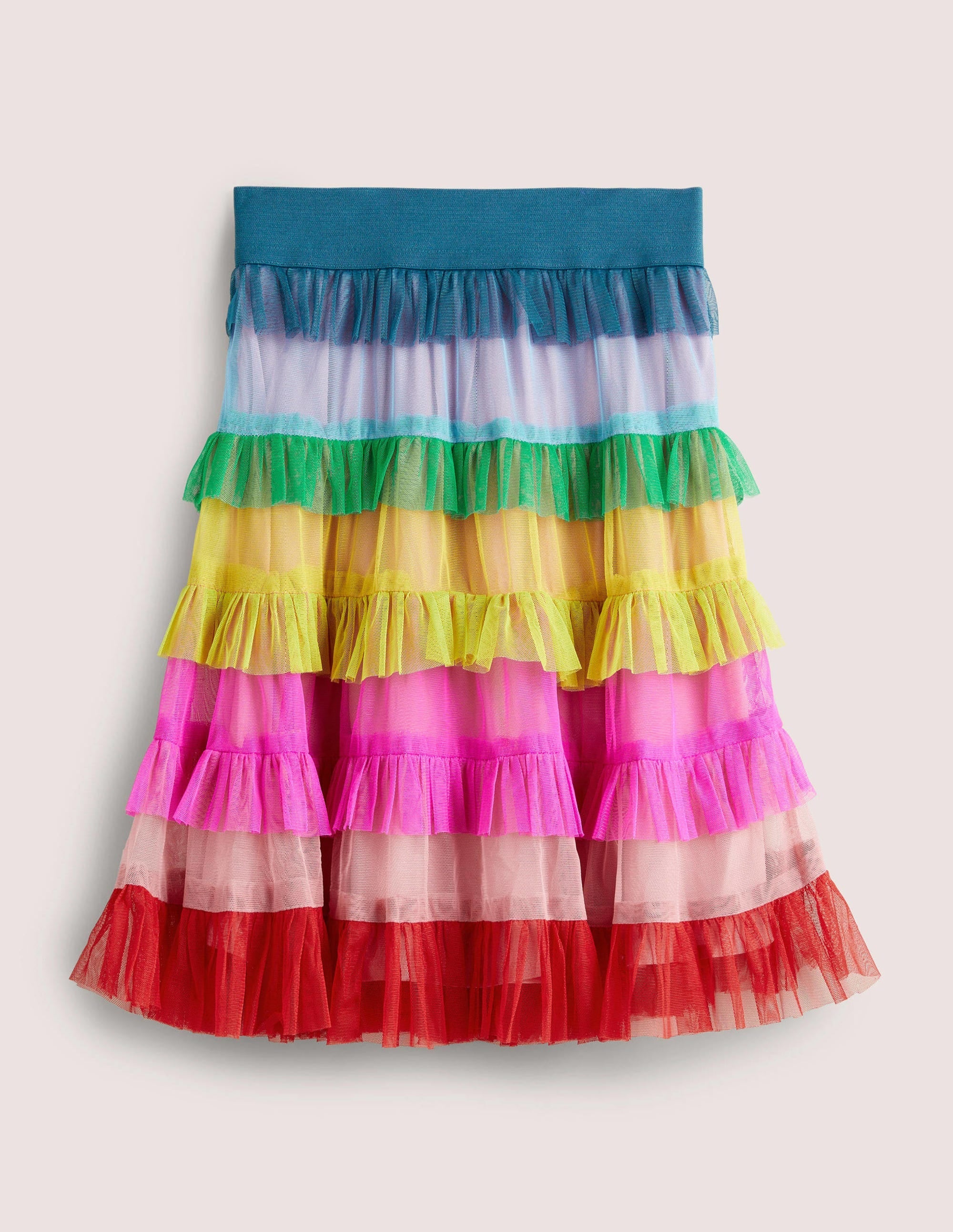 Rainbow Tiered Tulle Midi Skirt-Multi Rainbow - Image 1