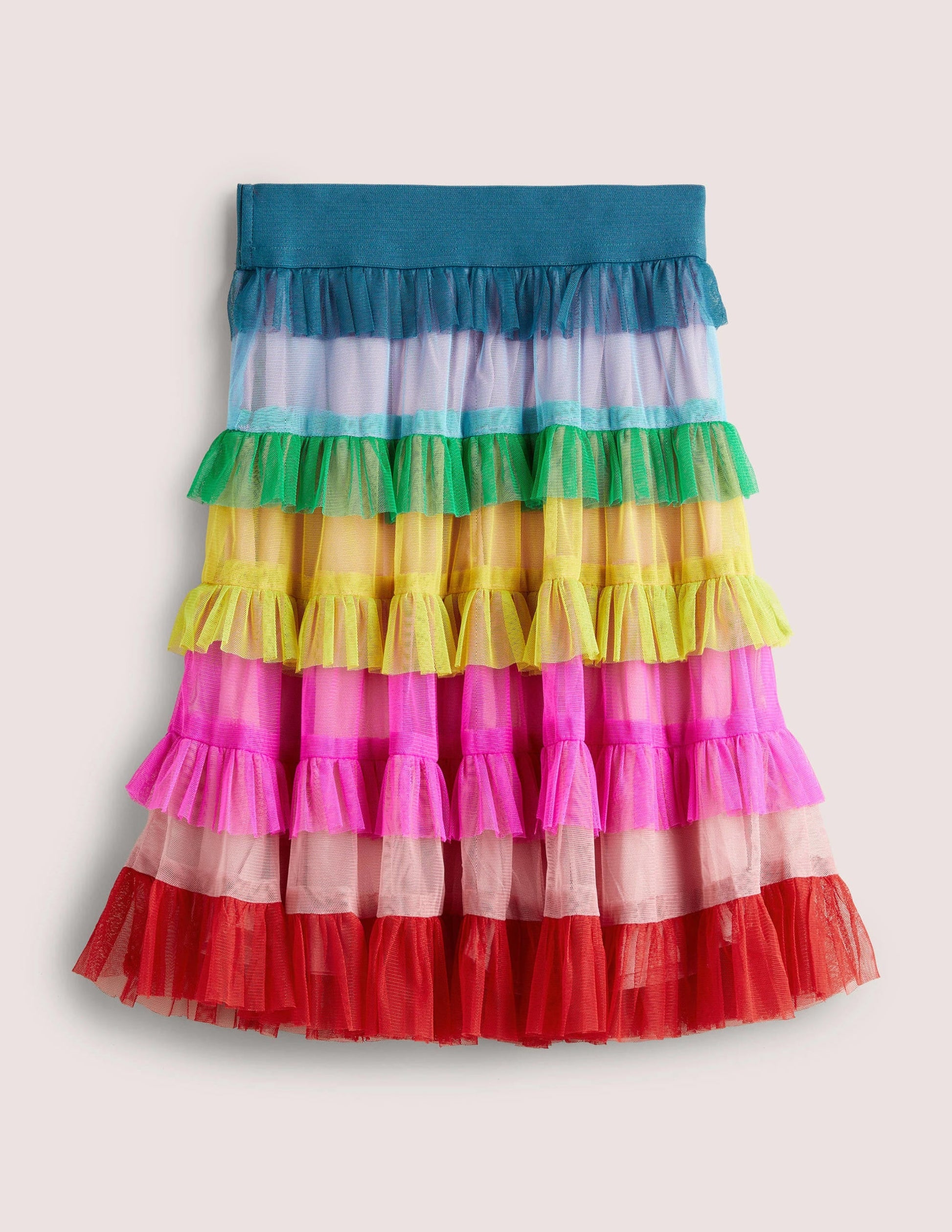 Rainbow Tiered Tulle Midi Skirt-Multi Rainbow-2