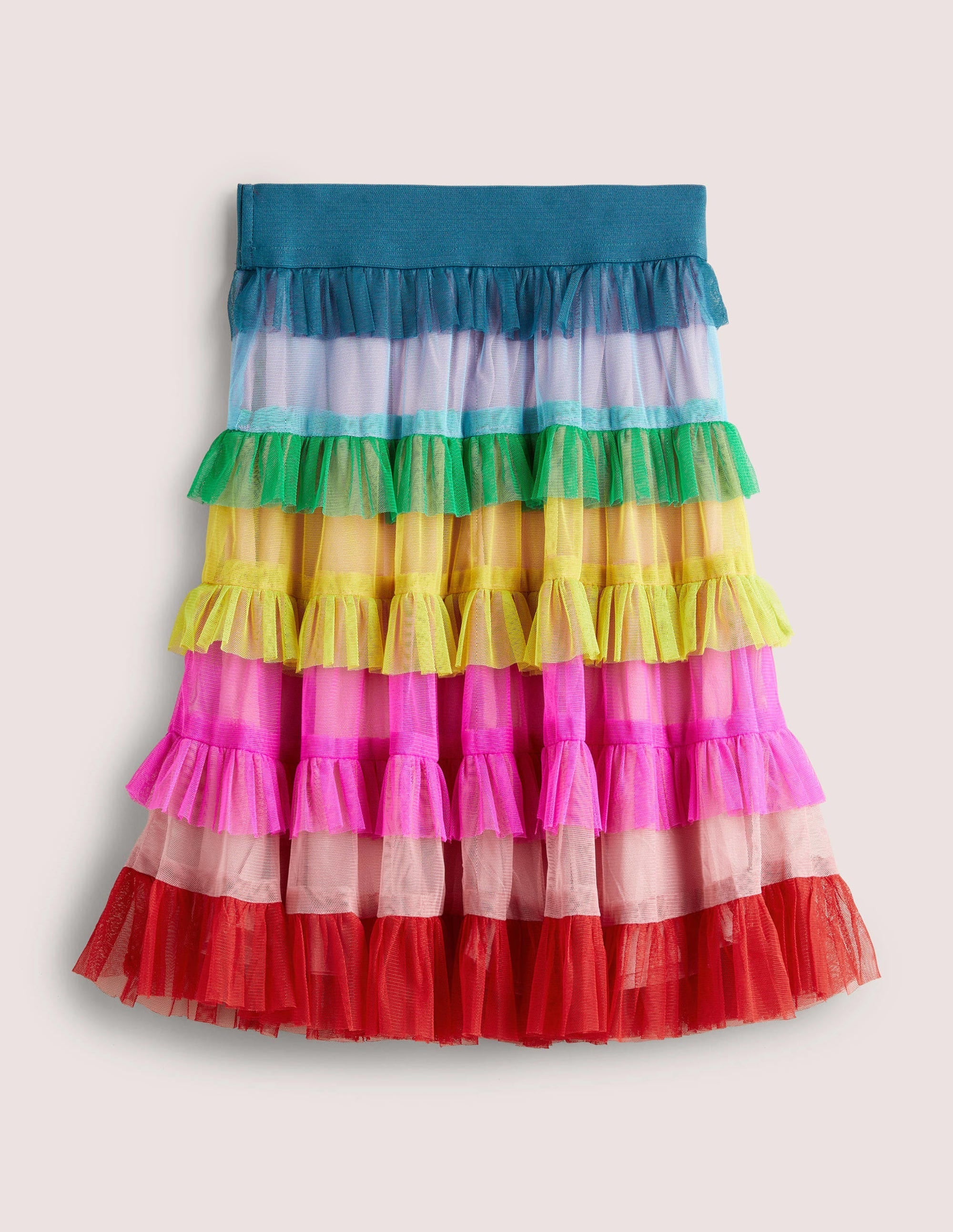 Rainbow Tiered Tulle Midi Skirt-Multi Rainbow - Image 2