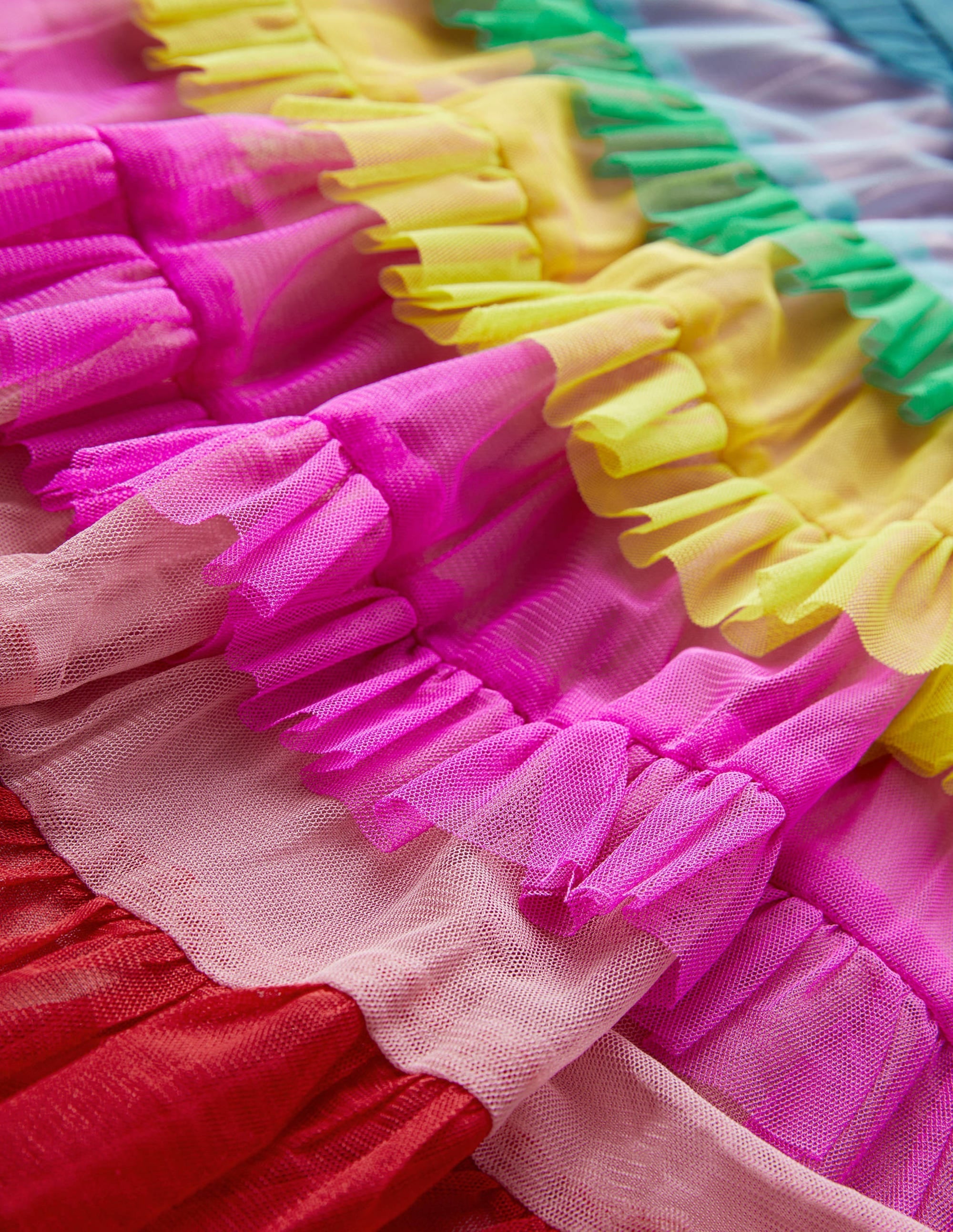 Rainbow Tiered Tulle Midi Skirt-Multi Rainbow - Image 3