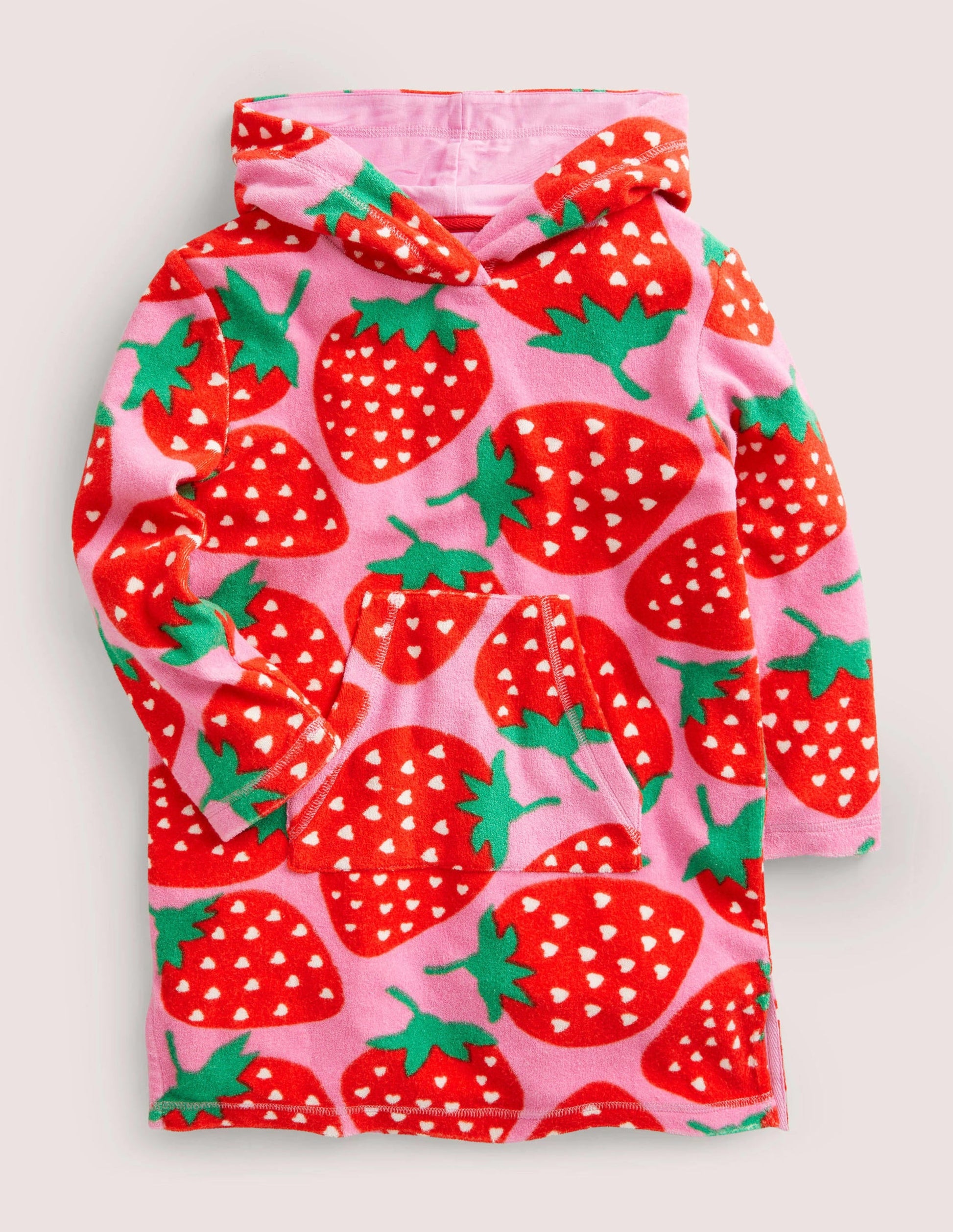 Pattern Towelling Beach Dress-Tickled Pink Strawberries-1