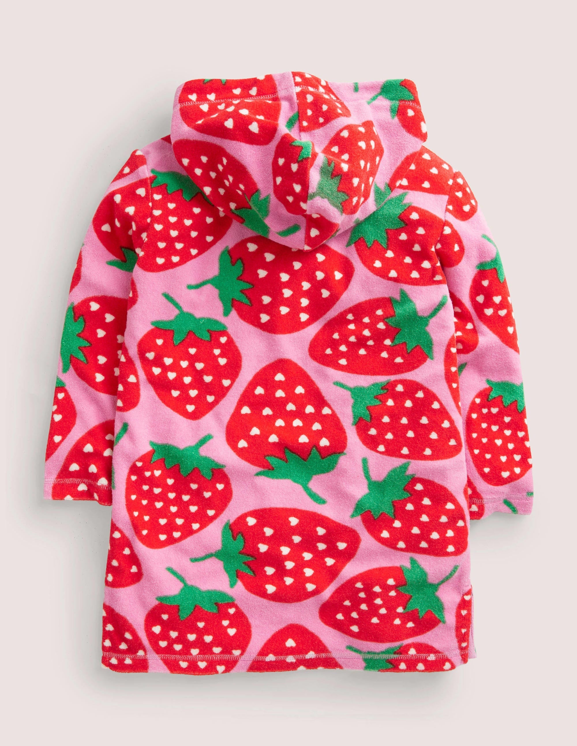 Pattern Towelling Beach Dress-Tickled Pink Strawberries - Image 2