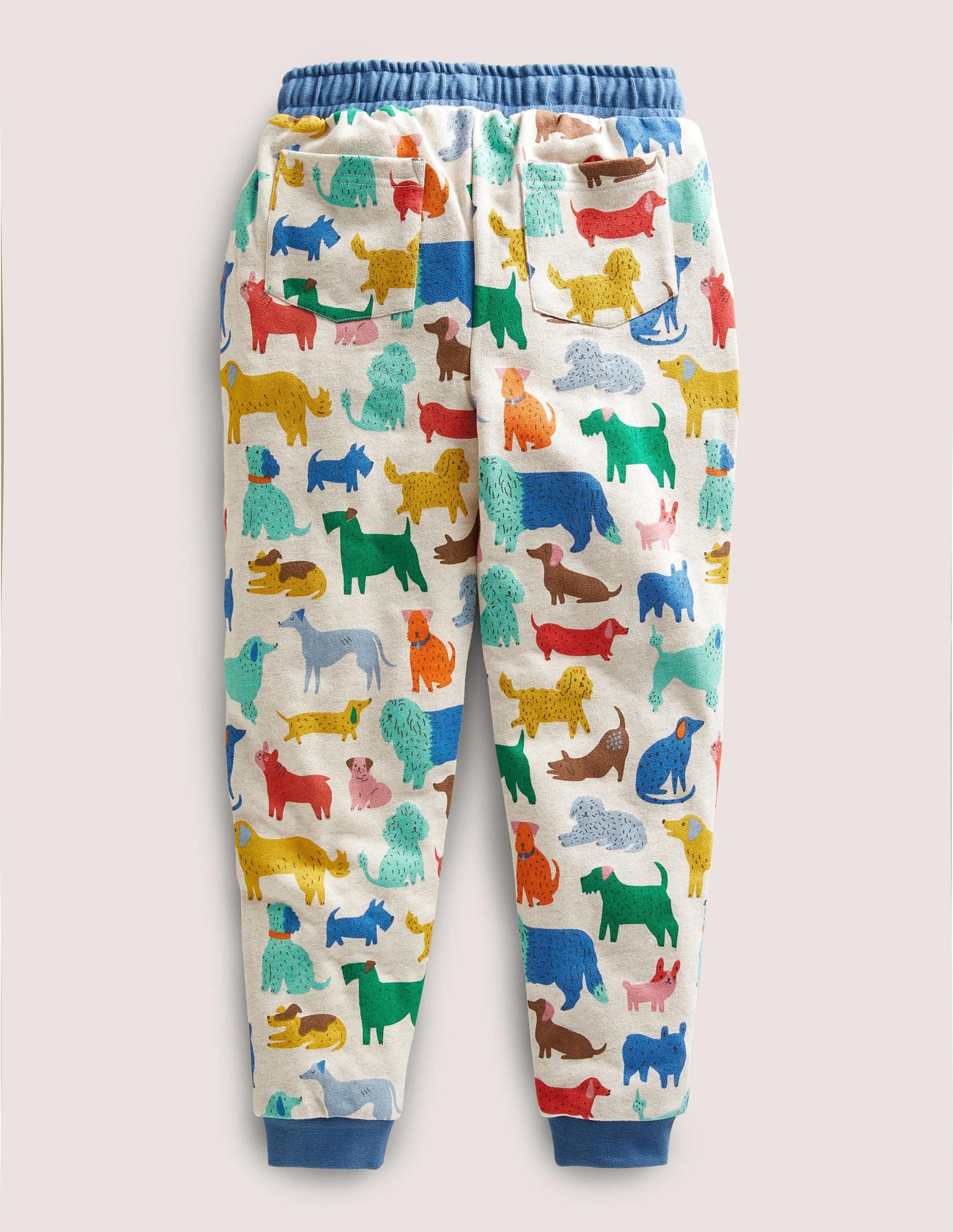 Printed Jogger-Oatmeal Marl Playful Pups-2