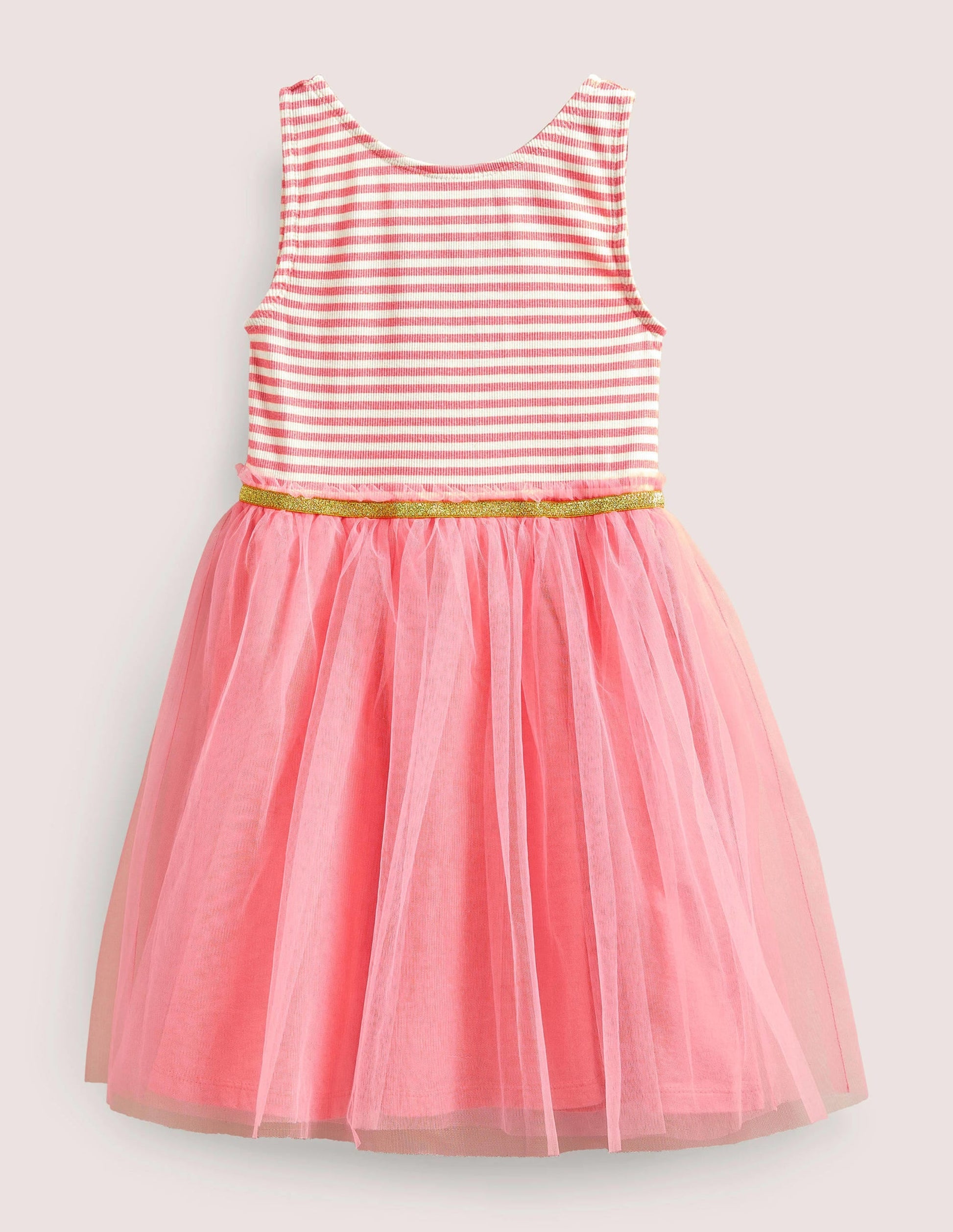 Jersey Tulle Mix Dress-Light Rose-1