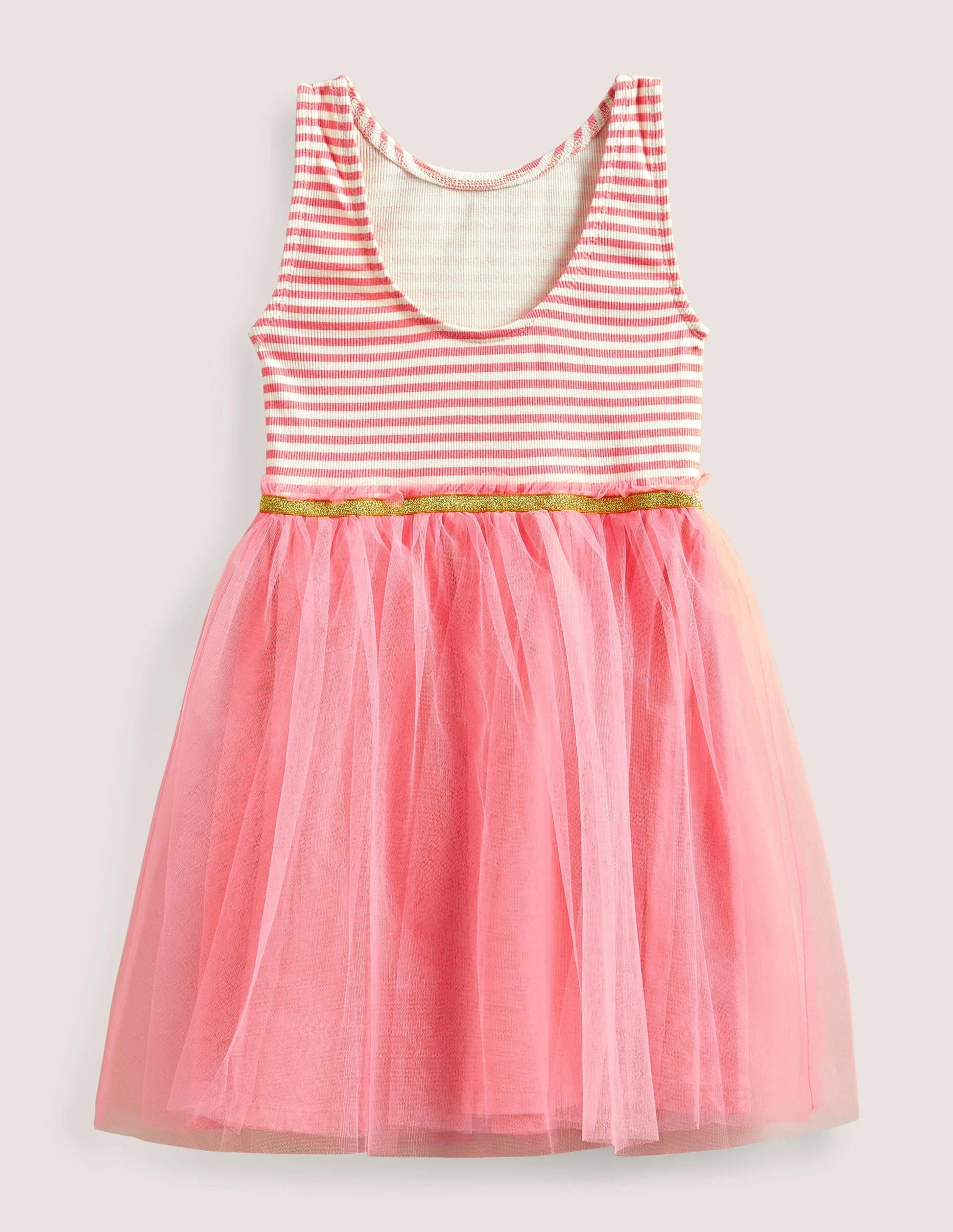 Jersey Tulle Mix Dress-Light Rose-2
