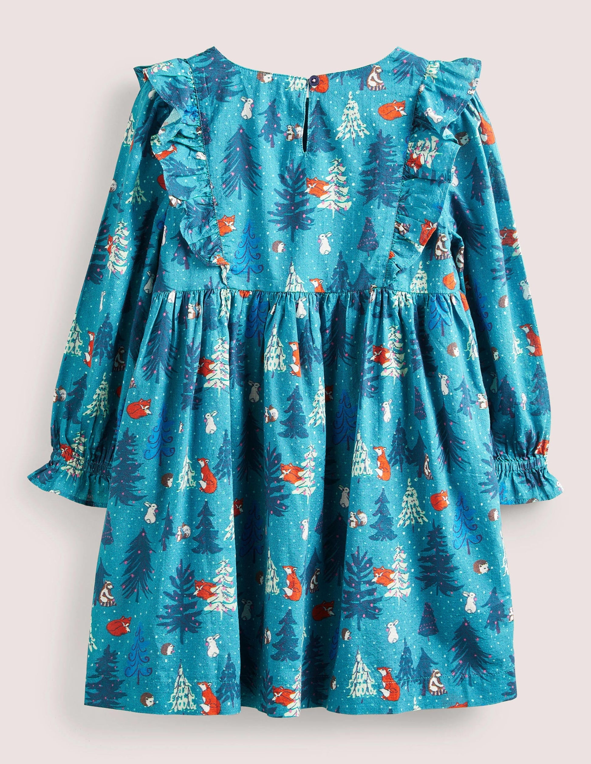 Frill Tiered Woven Dress-Winter Woodland-2