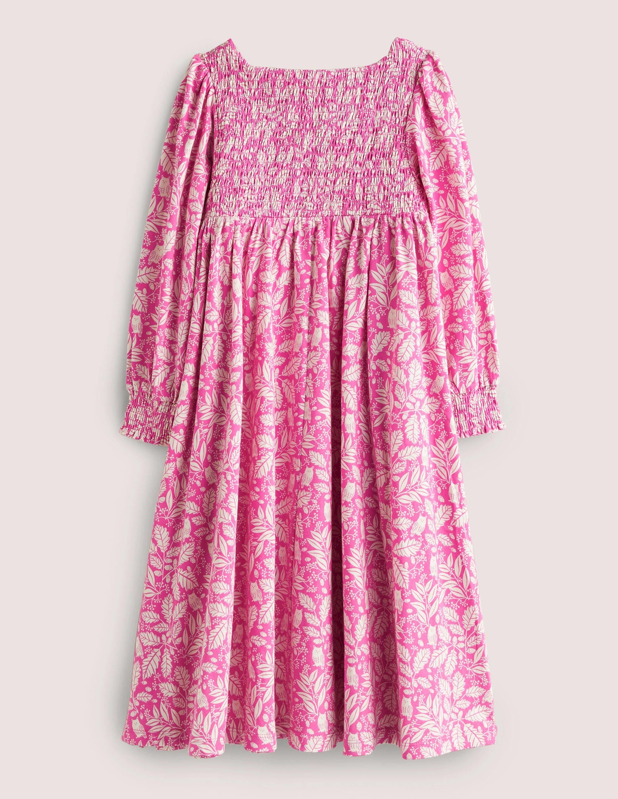 Smocked Bodice Trapeze Dress-Tickled Pink Owl Toile - Image 2