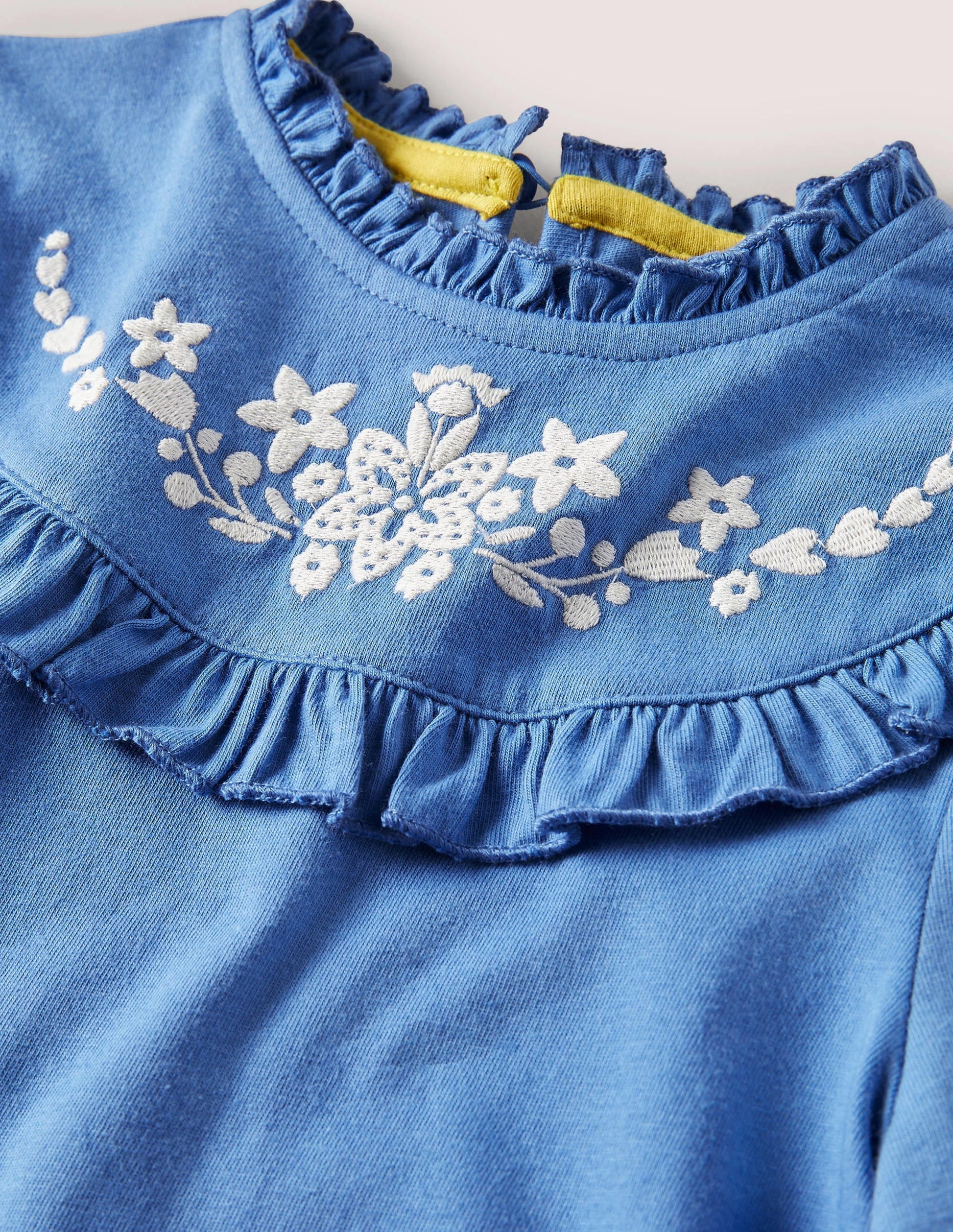 Embroidered Frilly Top-Elizabethan Blue-3