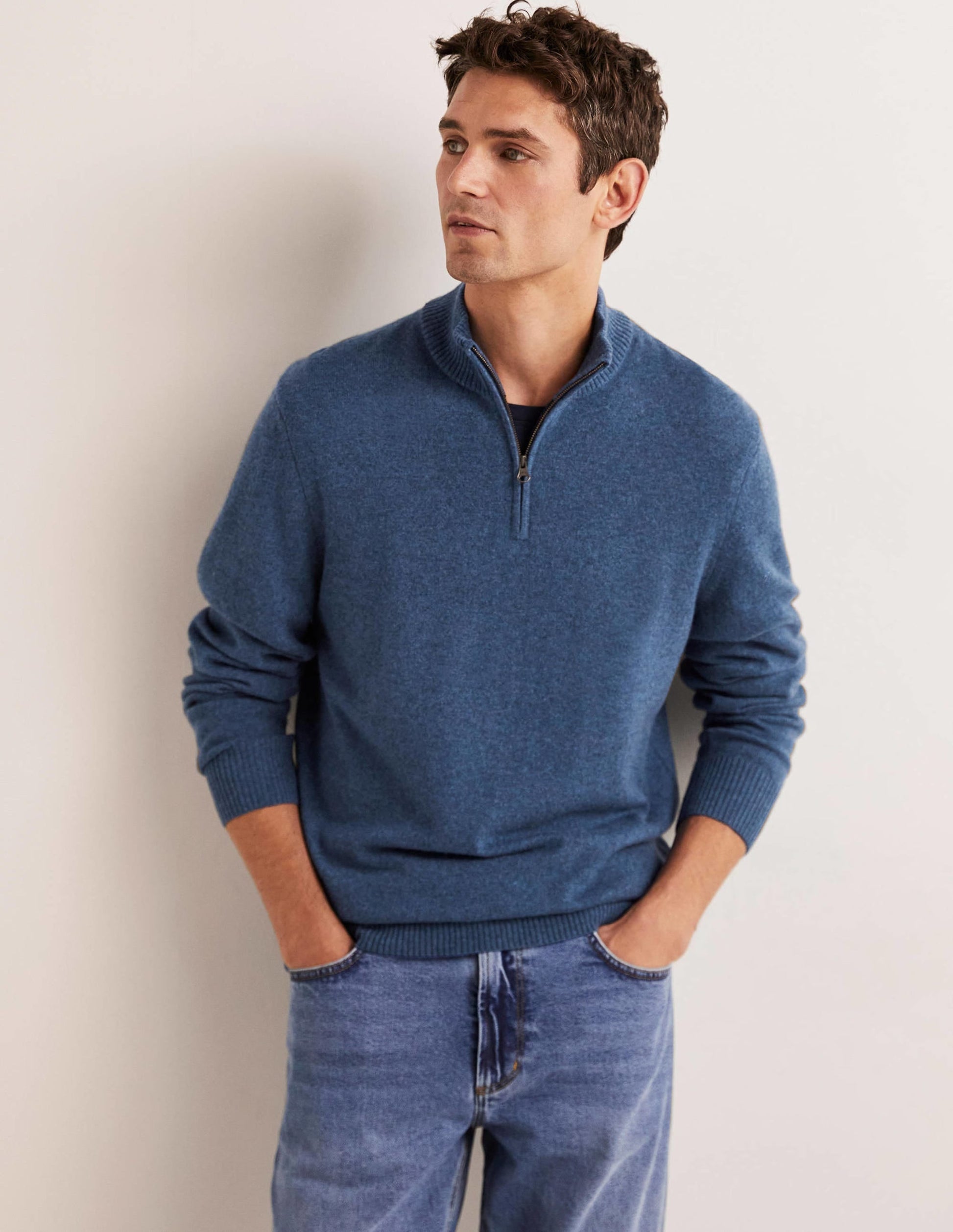 Cashmere Half-Zip Jumper-Blue Ribbon-4