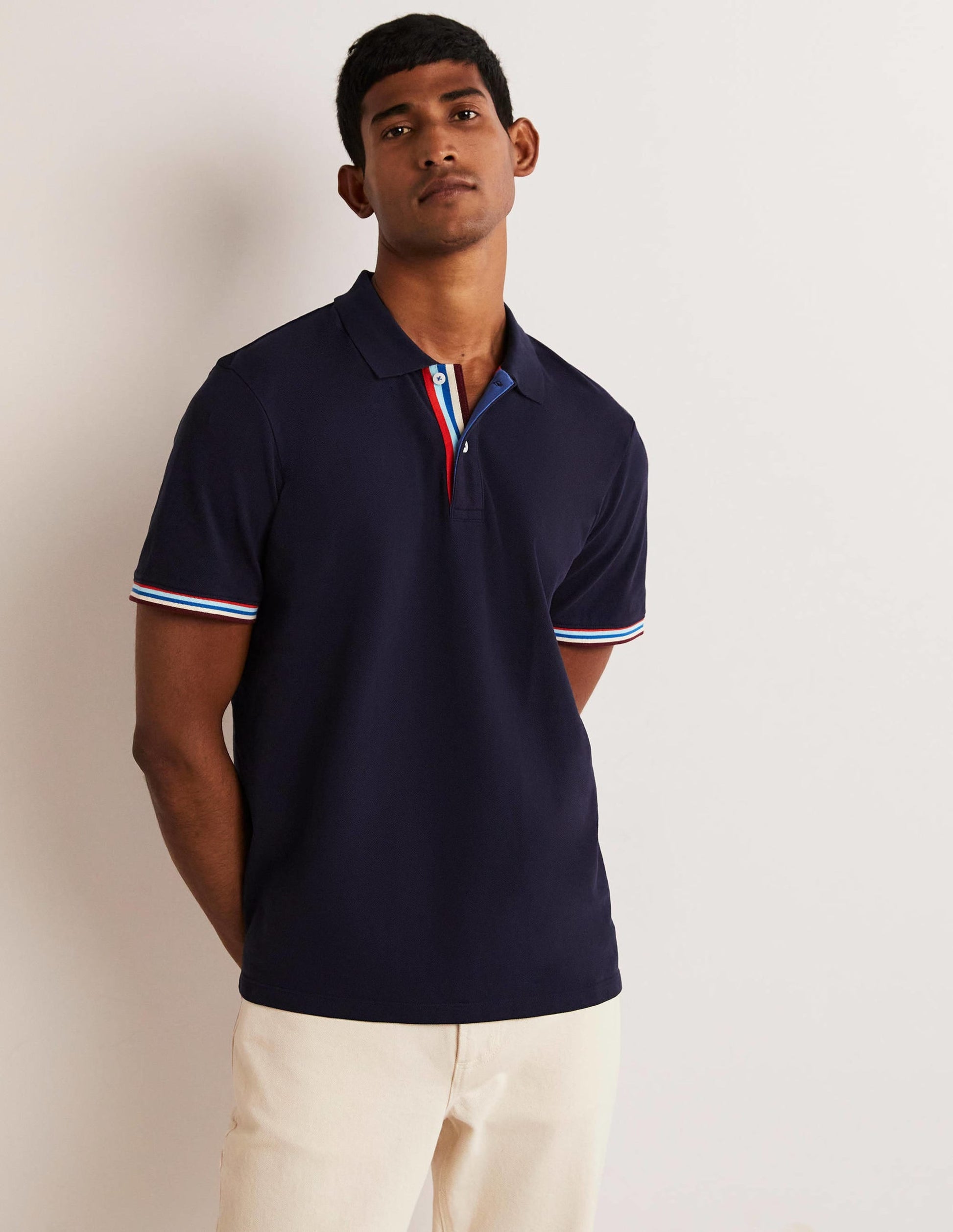 Piqué Polo Shirt-Navy Multi-1