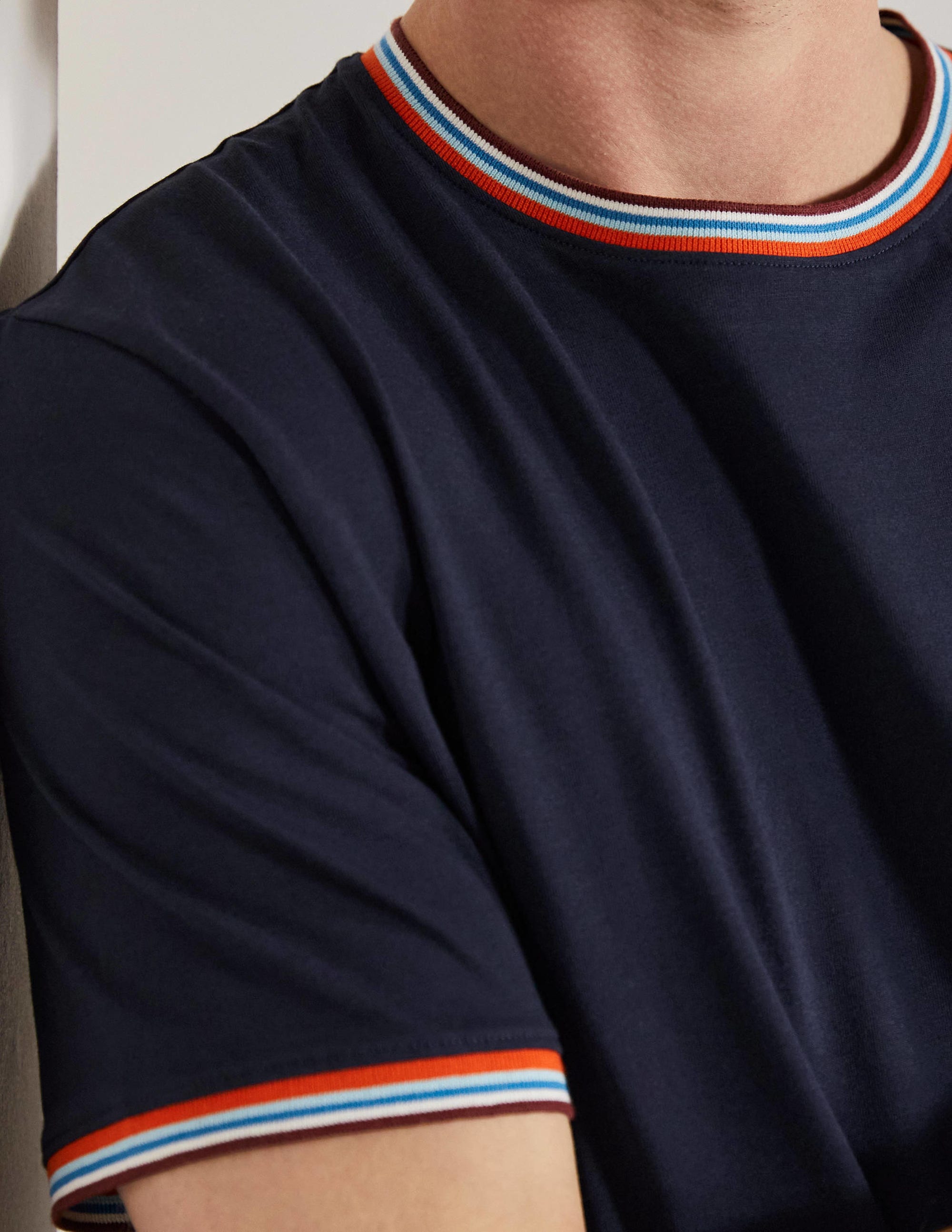 Stripe Detail T-Shirt-Navy - Image 2