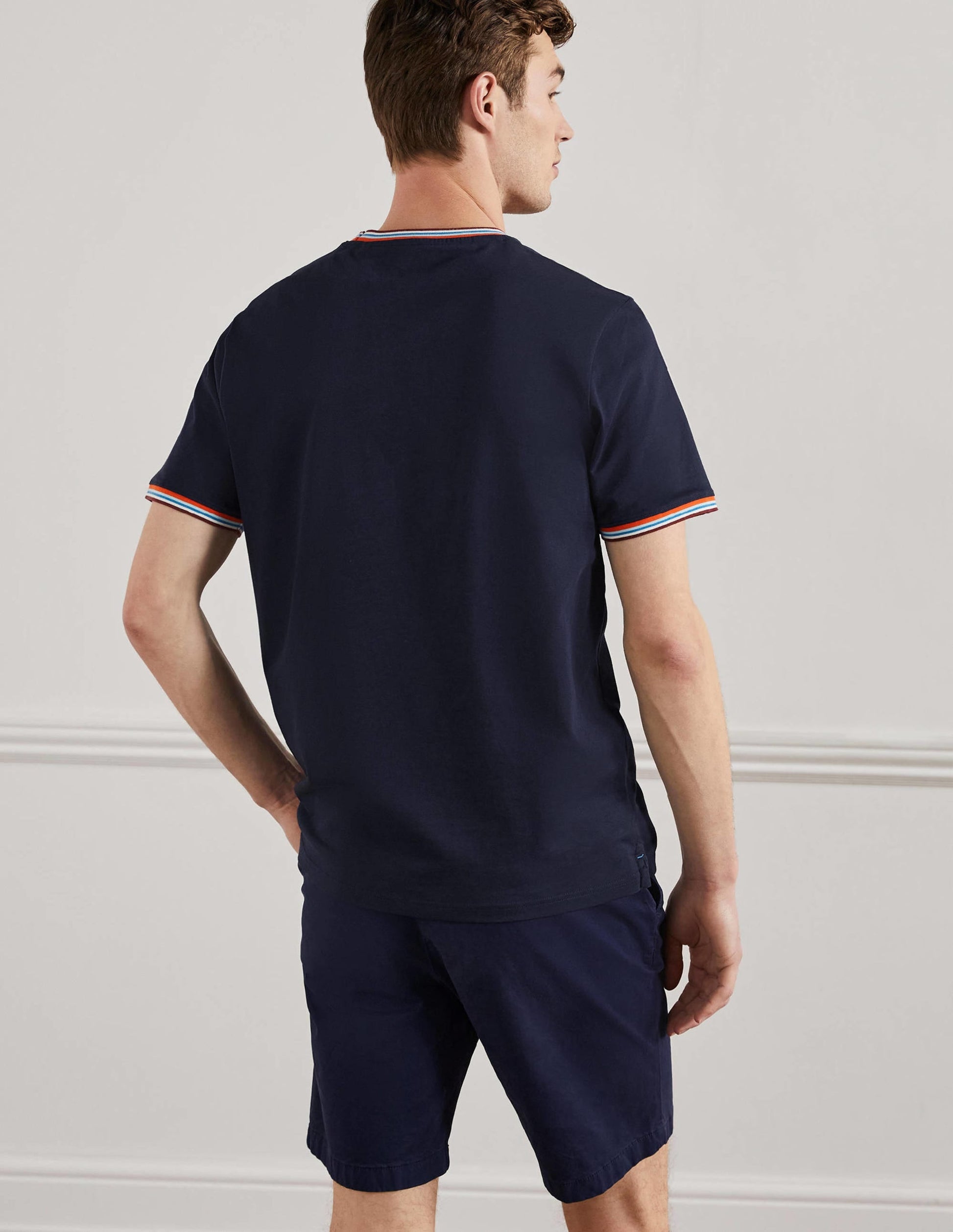 Stripe Detail T-Shirt-Navy-3