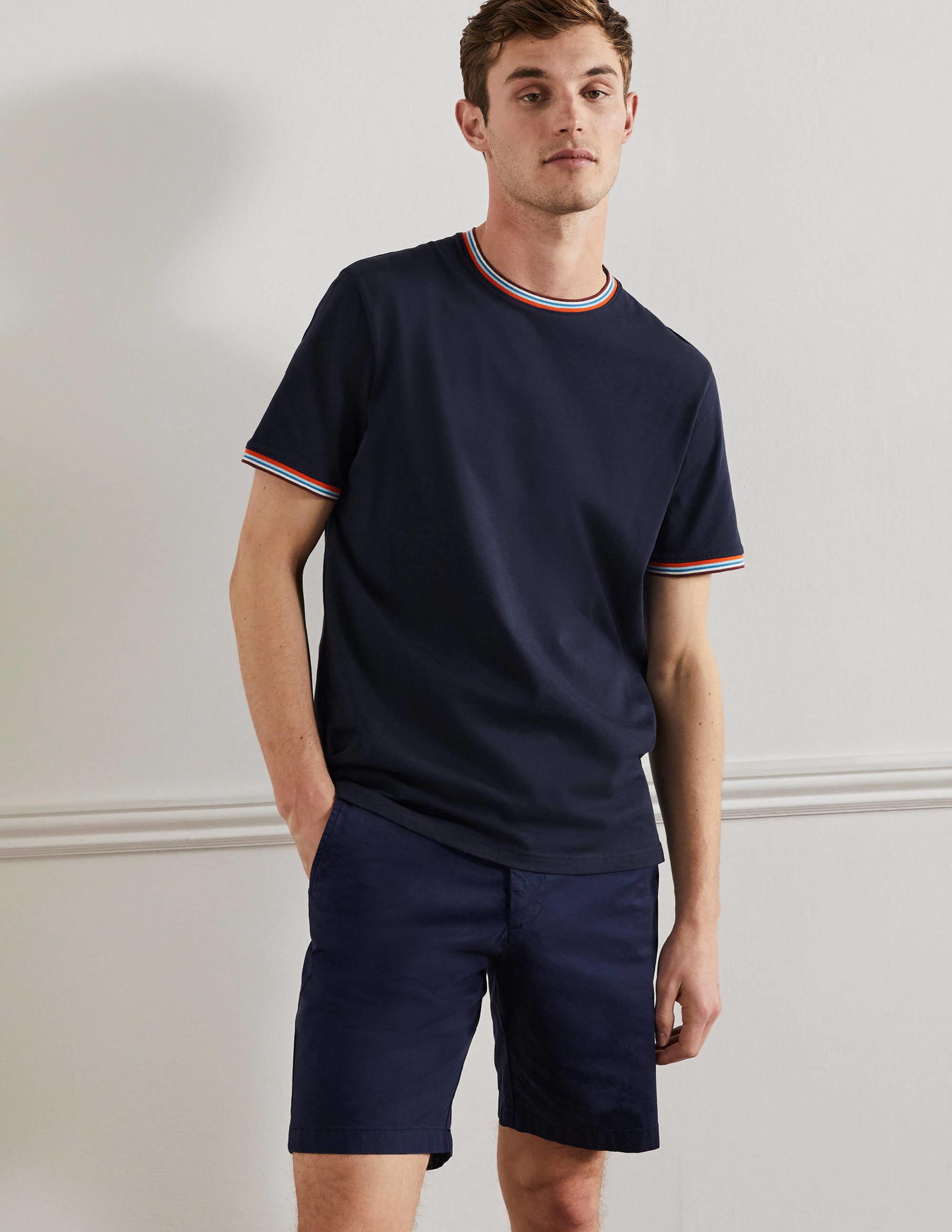 Stripe Detail T-Shirt-Navy - Image 4