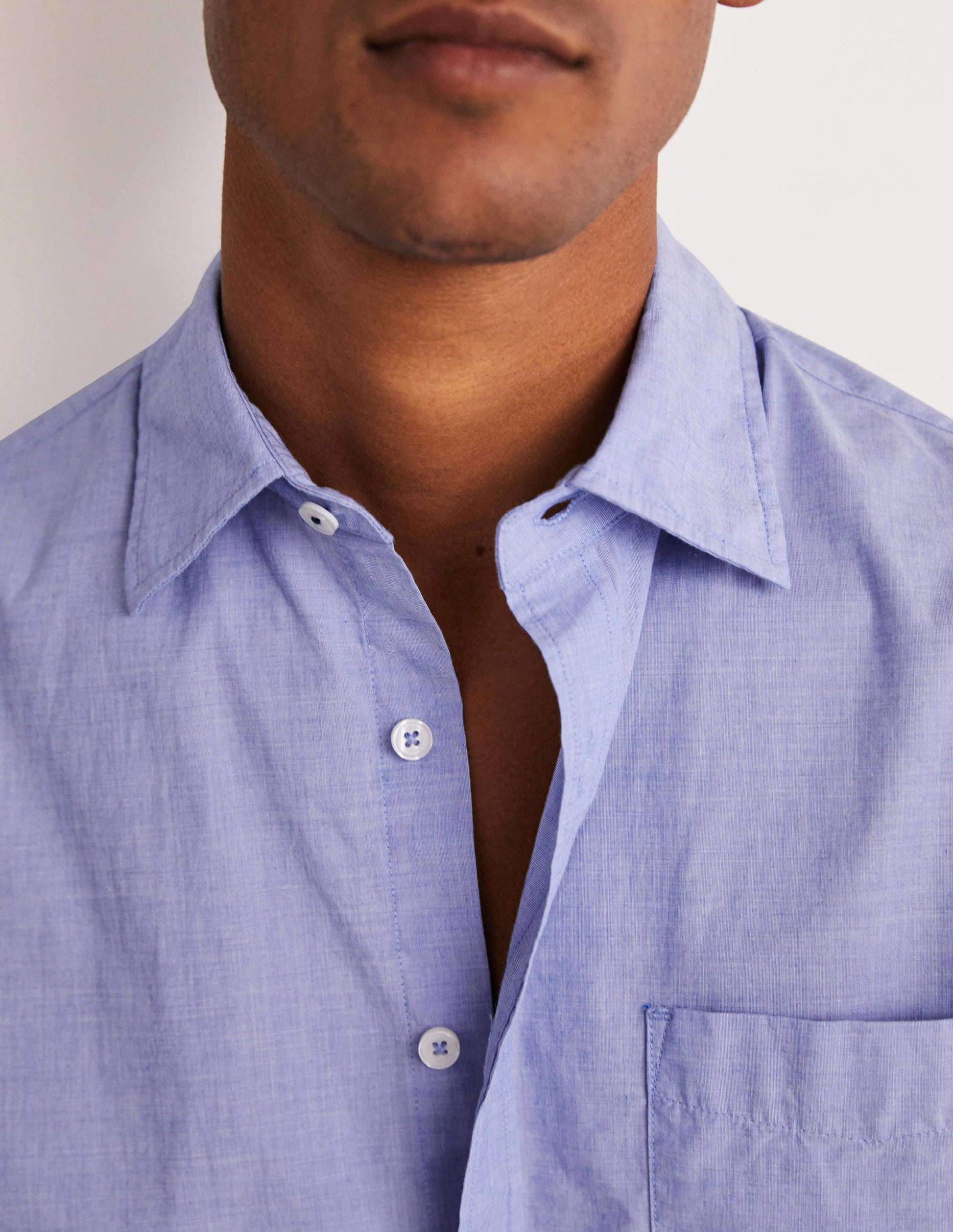 Cutaway Collar Poplin Shirt-Blue End on End-2