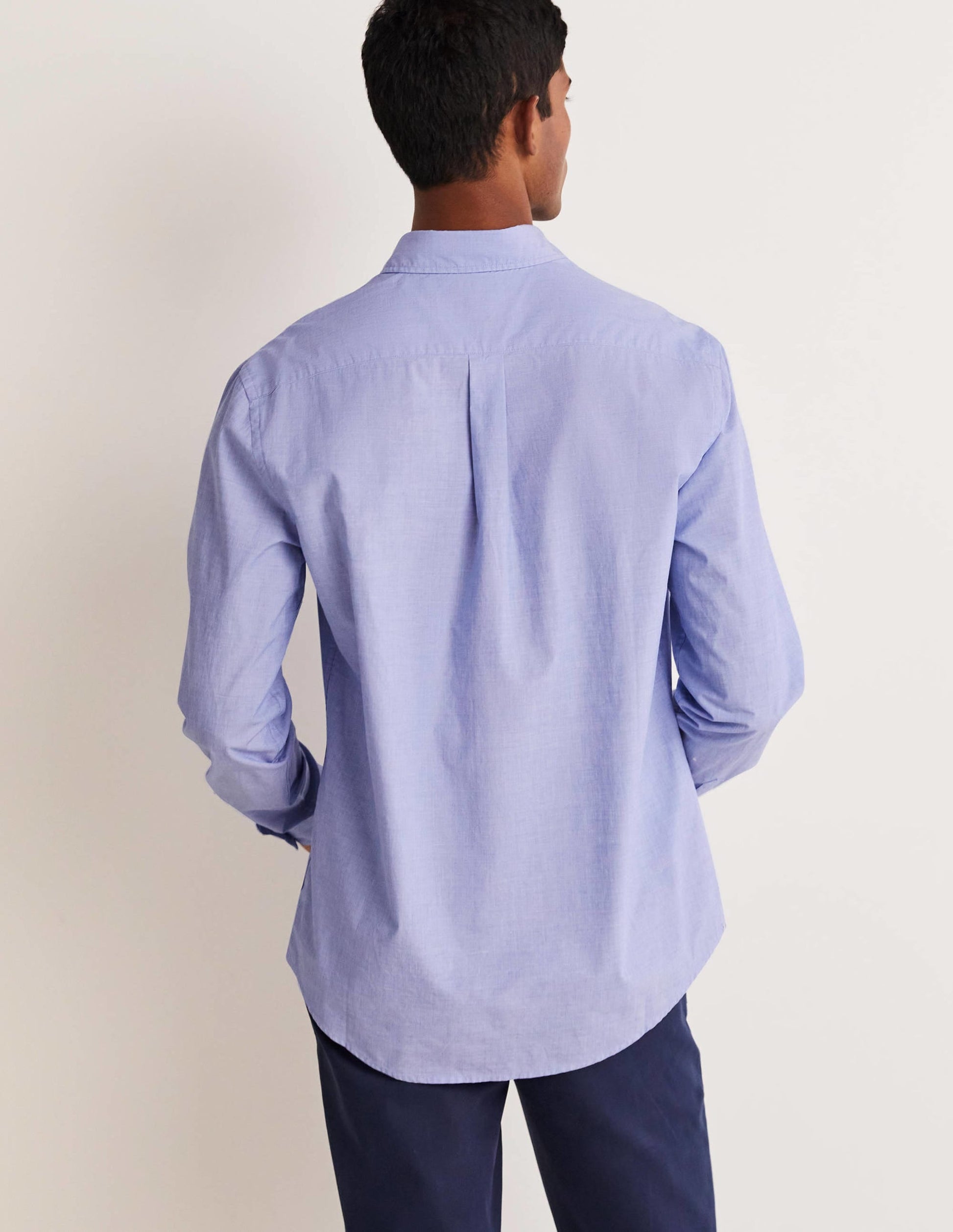Cutaway Collar Poplin Shirt-Blue End on End-3