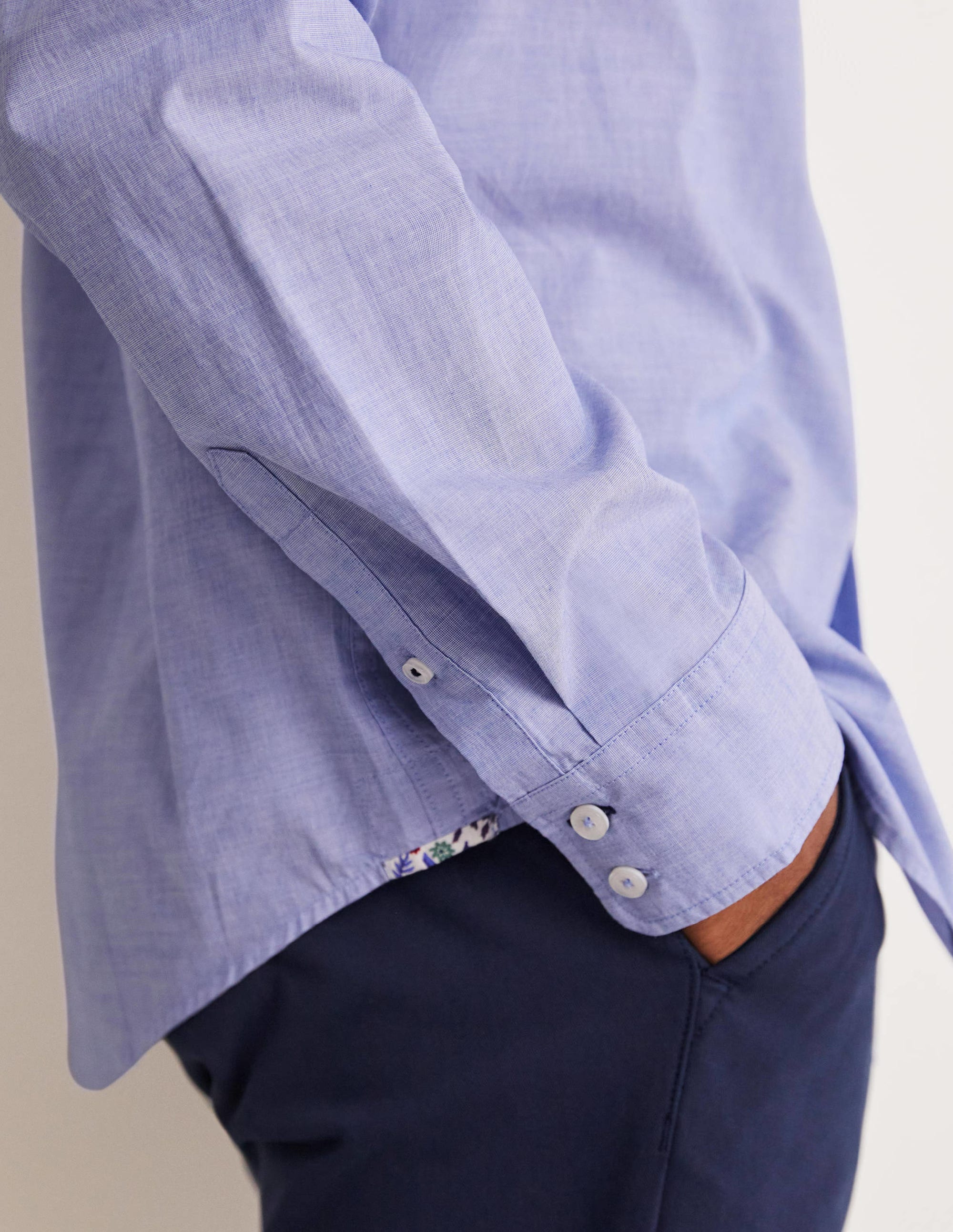 Cutaway Collar Poplin Shirt-Blue End on End - Image 5