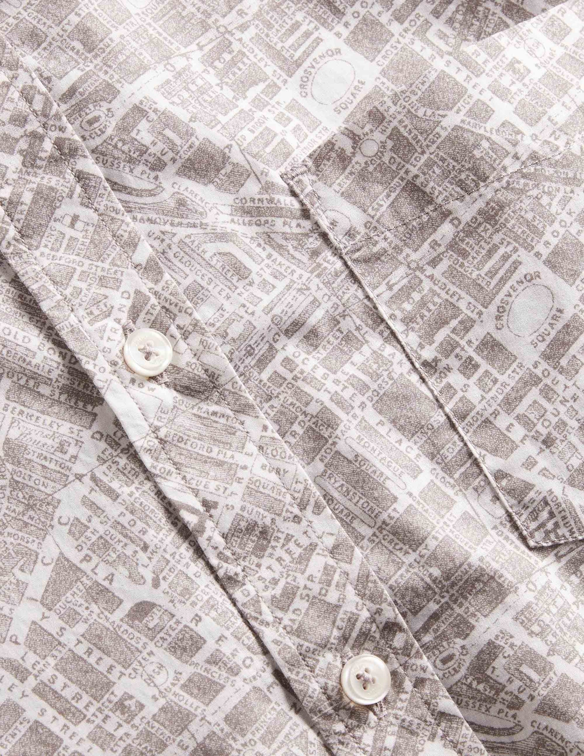 Cutaway Collar Poplin Shirt-Vintage Grey Map-6