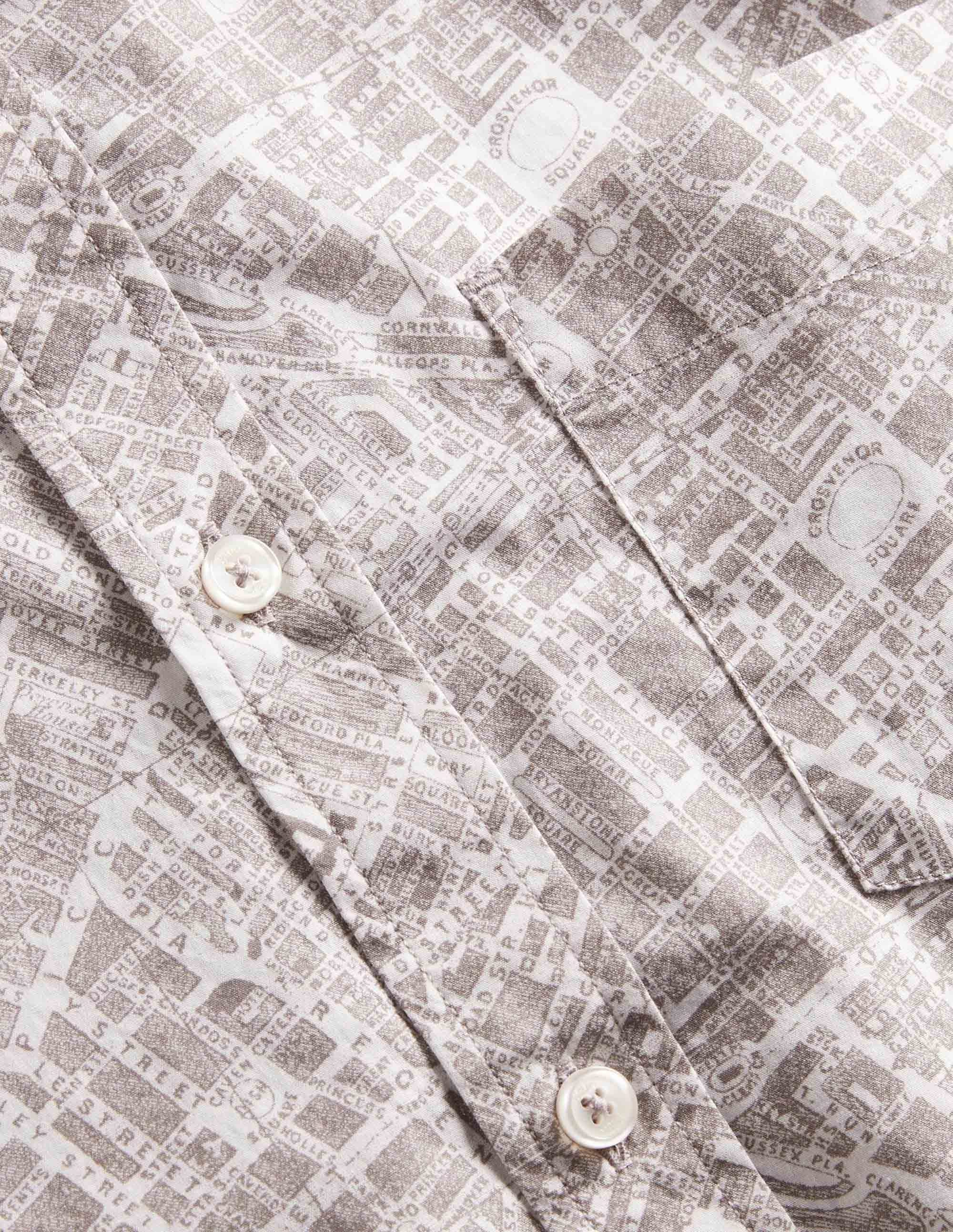 Cutaway Collar Poplin Shirt-Vintage Grey Map - Image 7