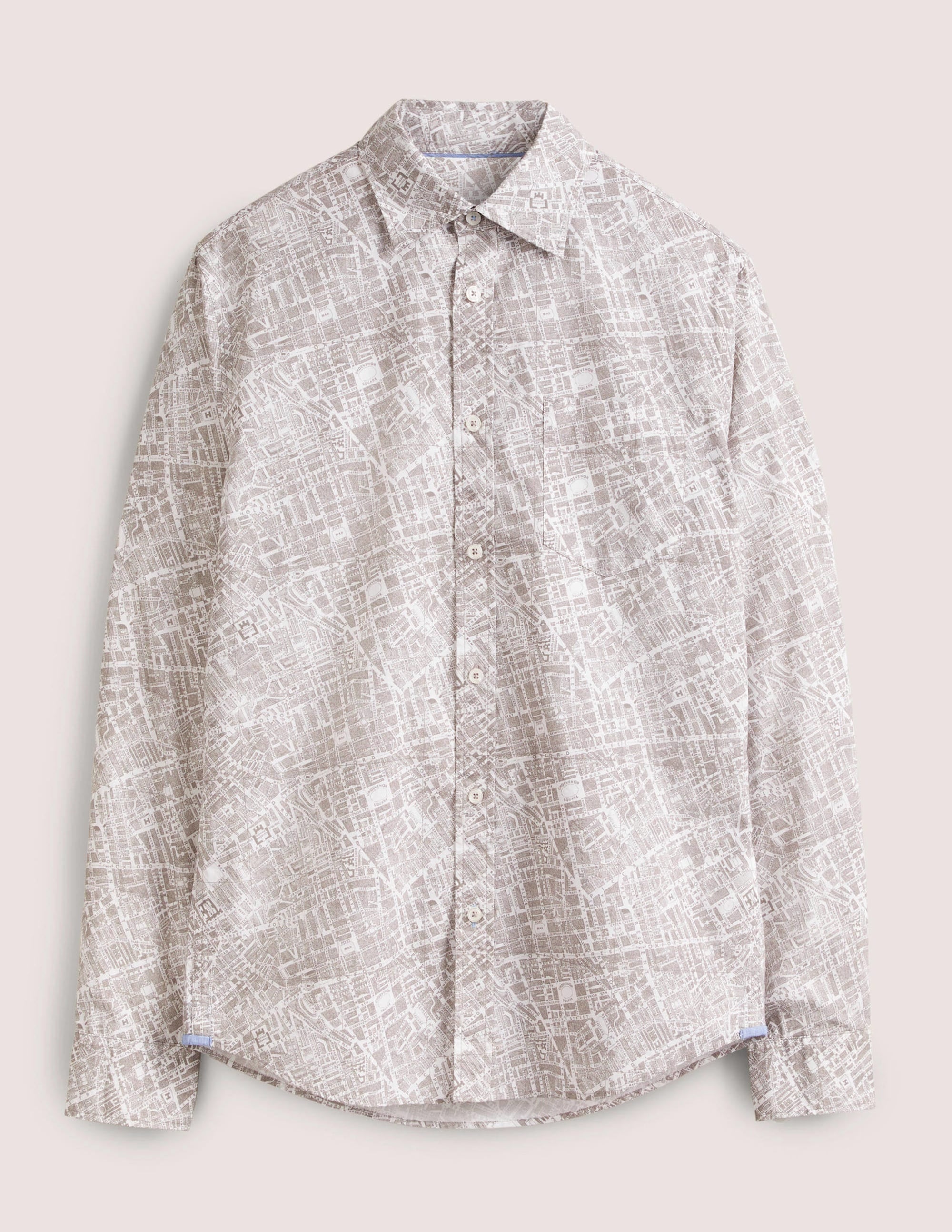 Cutaway Collar Poplin Shirt-Vintage Grey Map - Image 8