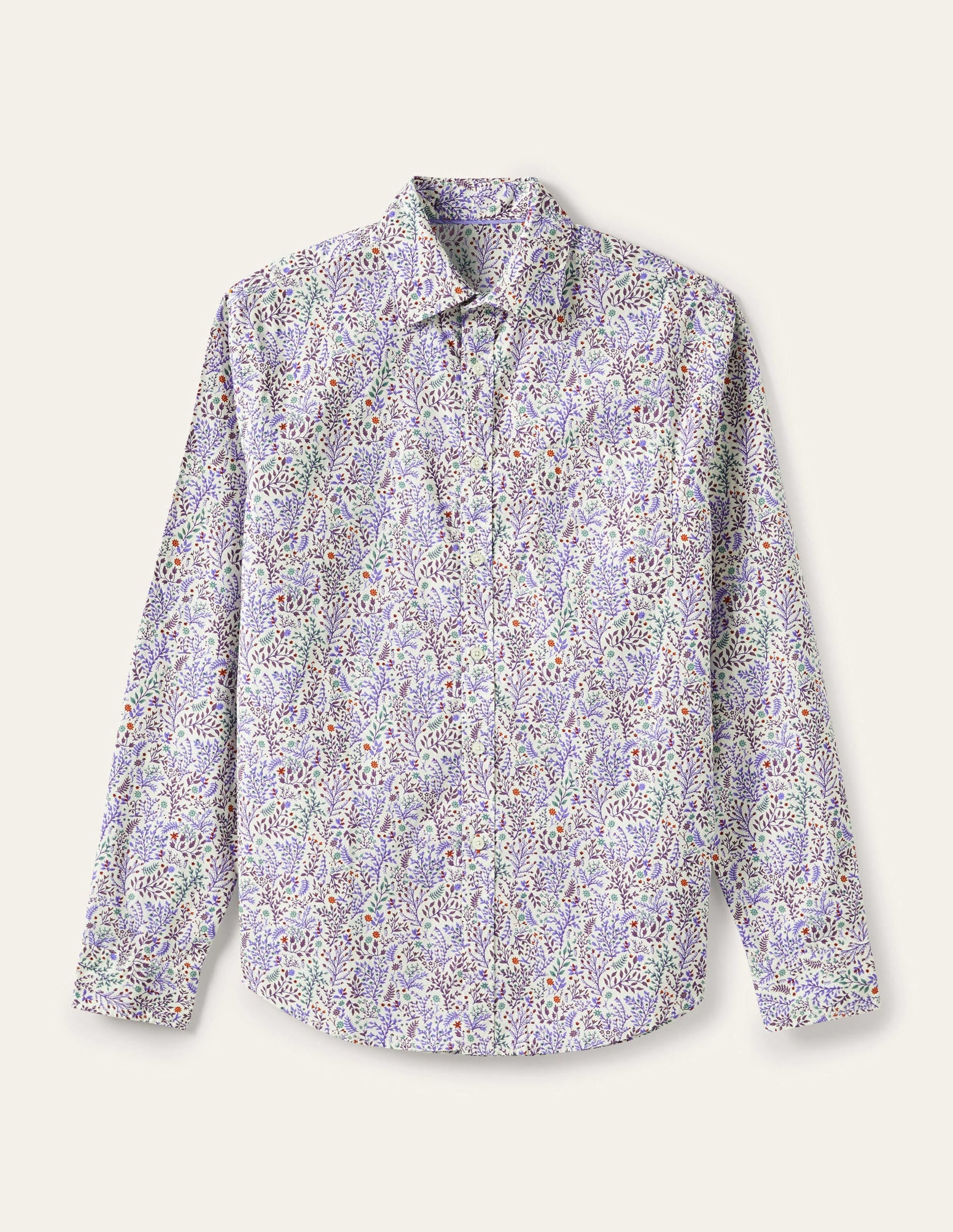 Cutaway Collar Poplin Shirt-Grape Jam Sprig Floral-7