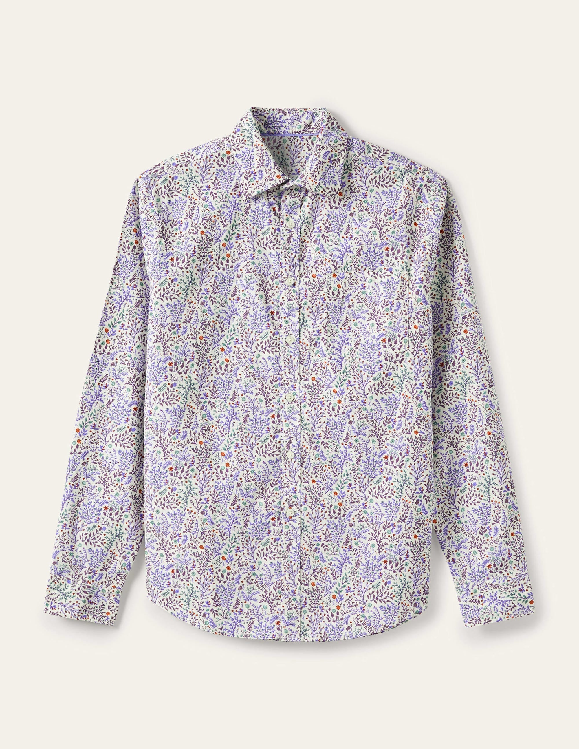Cutaway Collar Poplin Shirt-Grape Jam Sprig Floral - Image 7