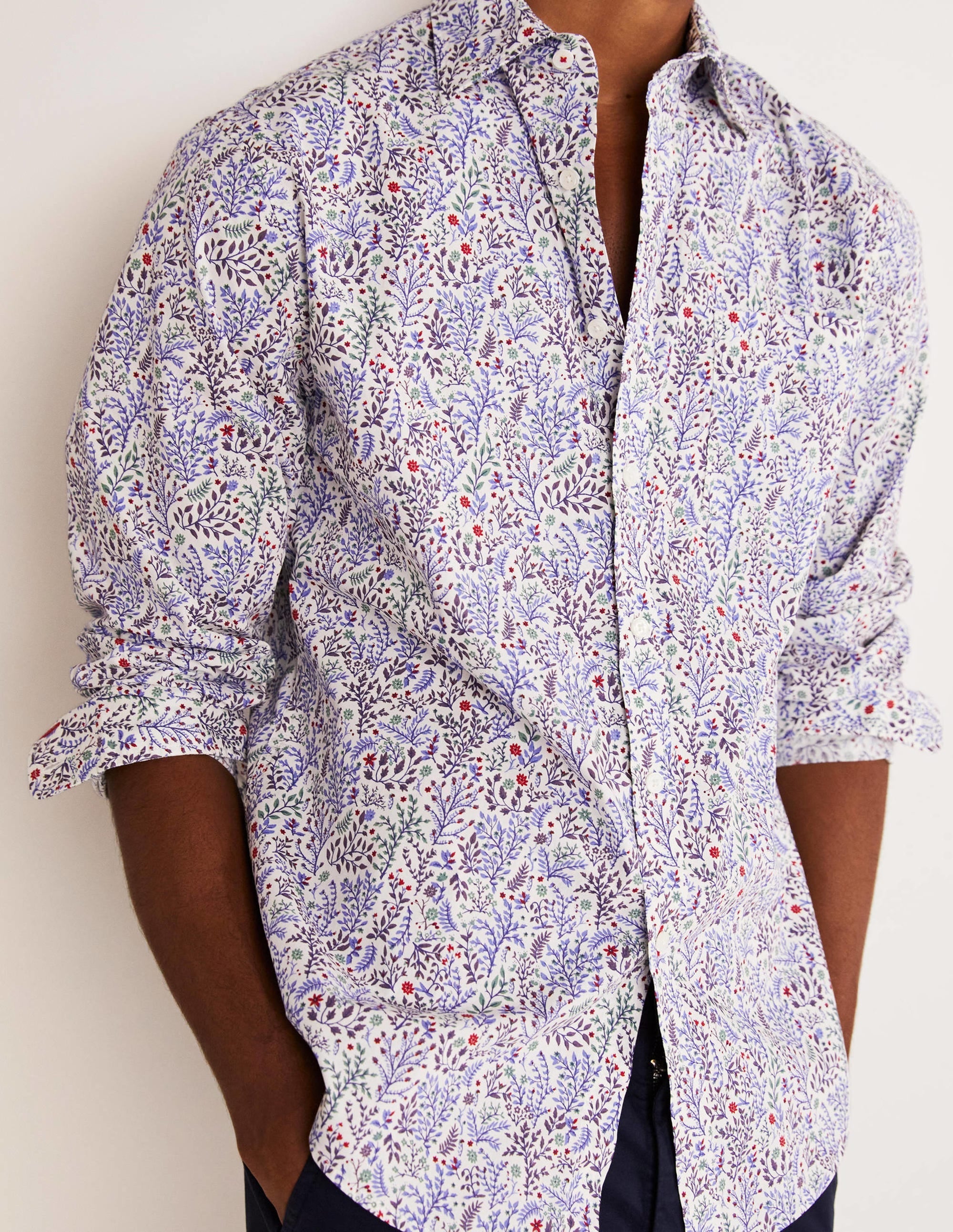 Cutaway Collar Poplin Shirt-Grape Jam Sprig Floral - Image 4