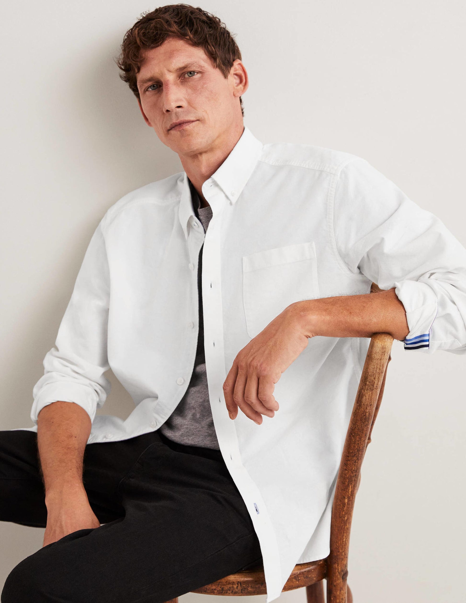Slim Fit Oxford Shirt-White-4