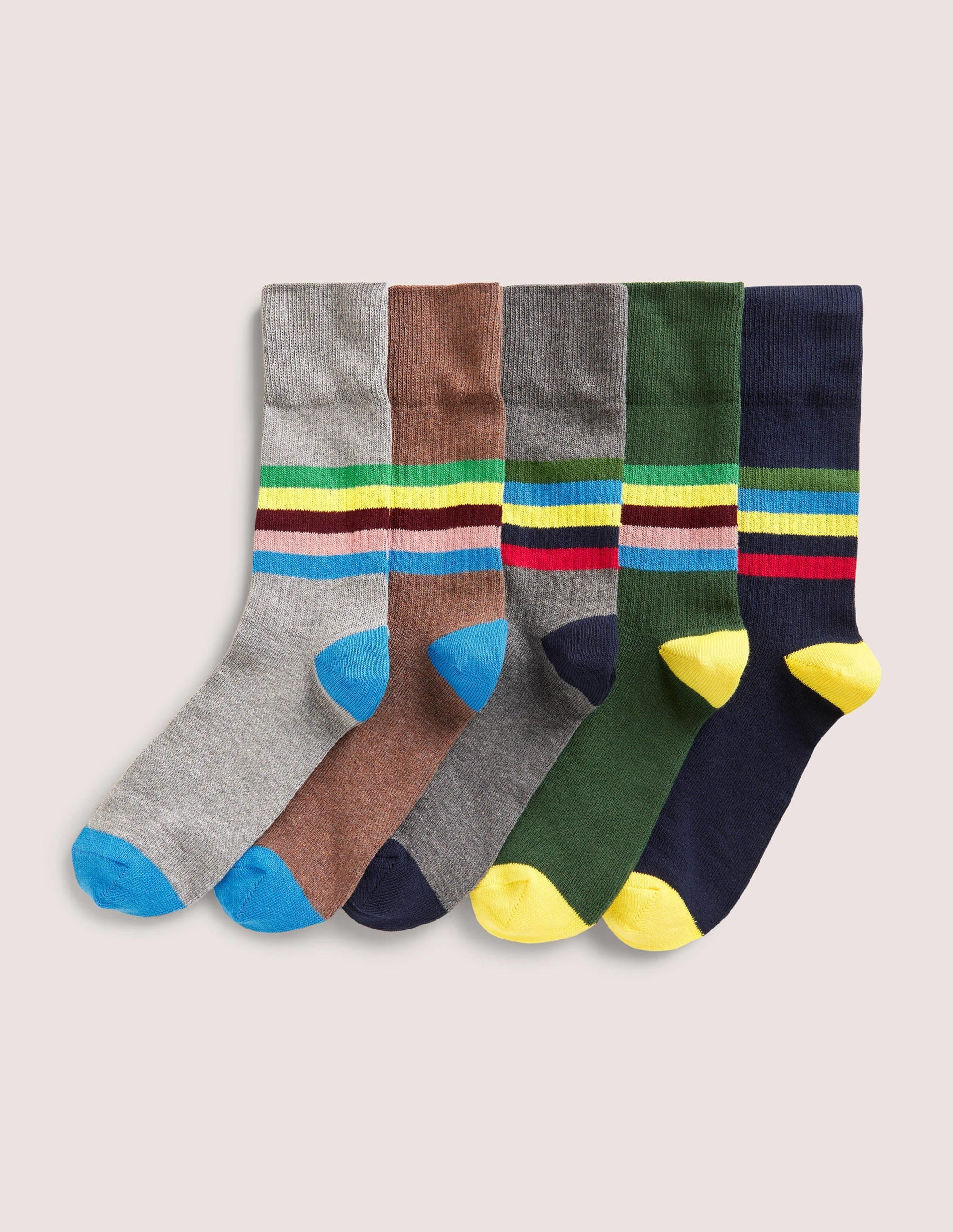 5 Pack Ribbed Socks-Block Stripe Pack - Image 1