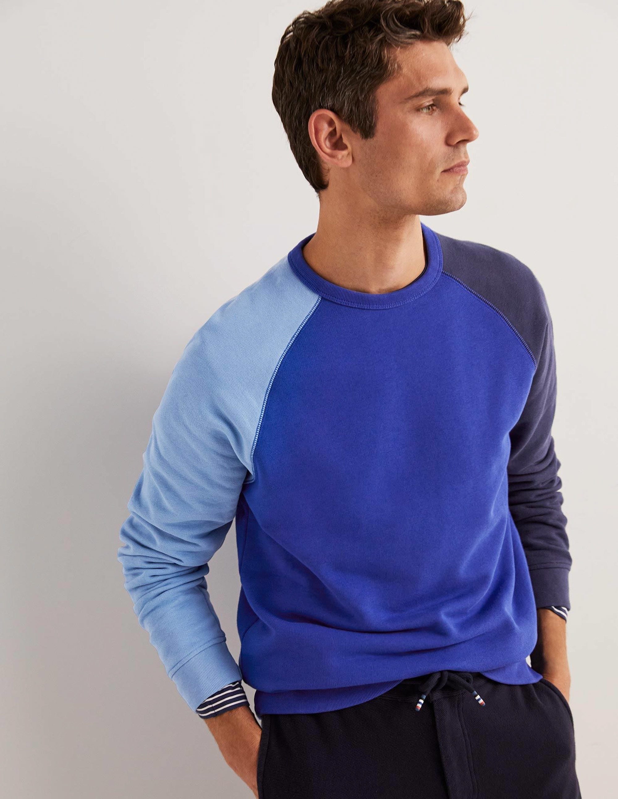 Raglan Sweatshirt-Blue Colourblock - Image 1