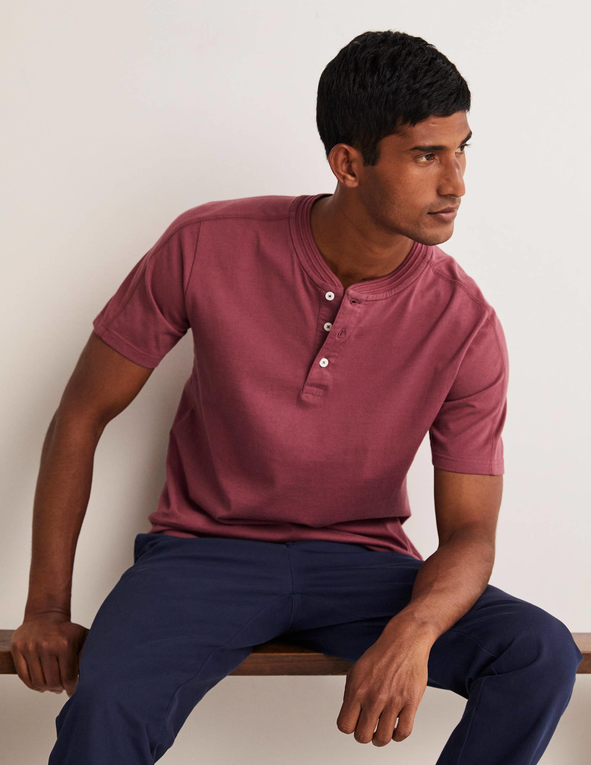 Short Sleeve Henley-Berry Smoothie - Image 1