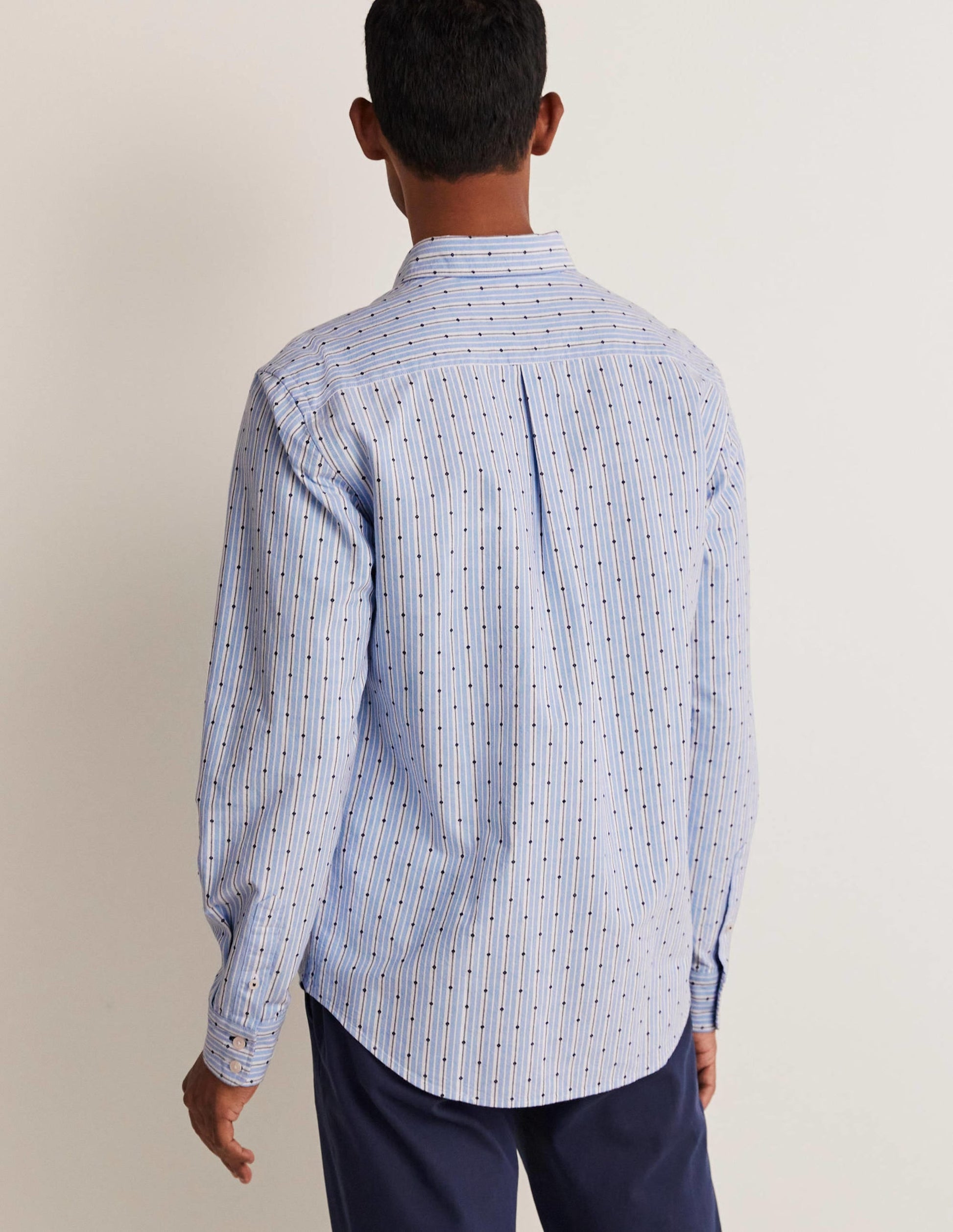 Cutaway Collar Oxford Shirt-Lichen Stripe-3
