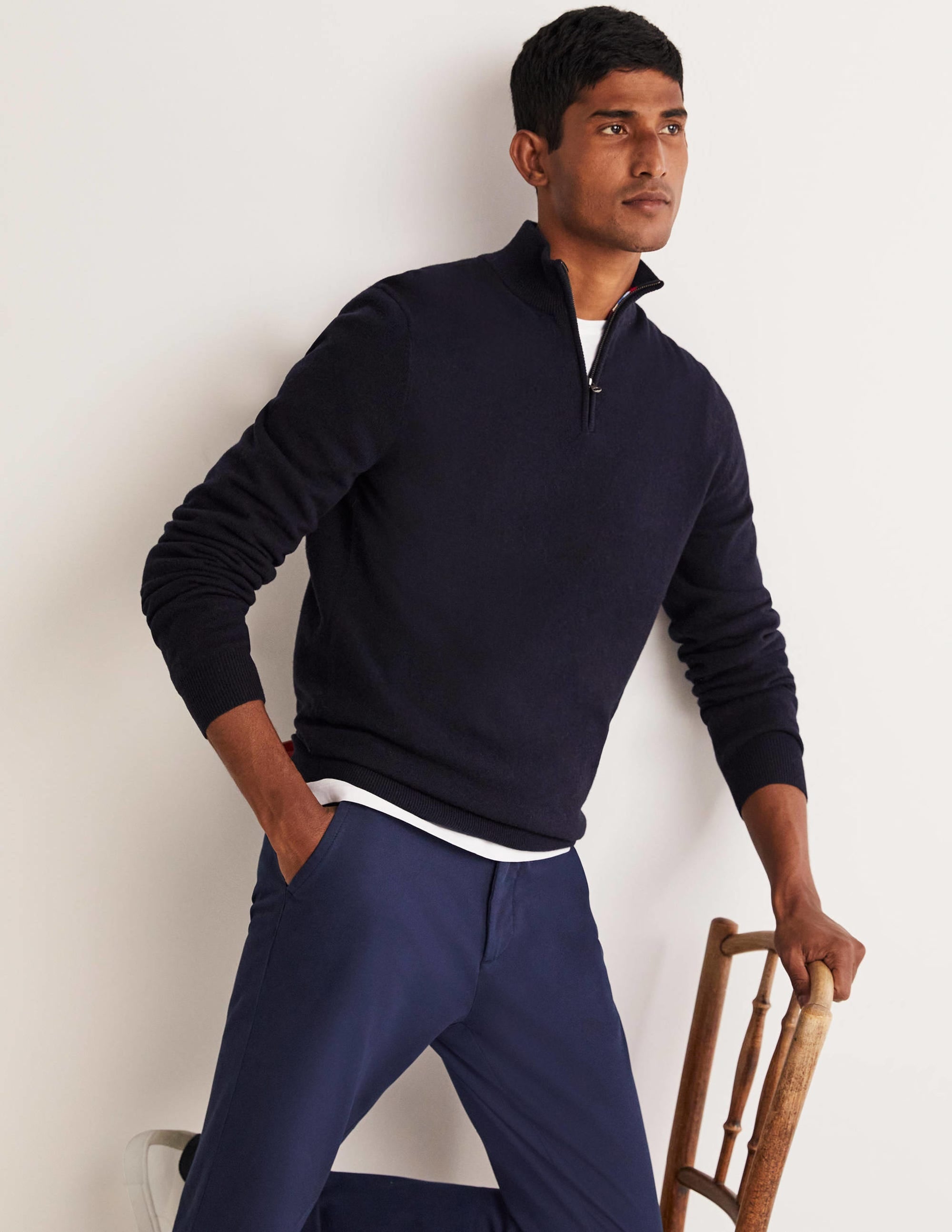 Lambswool Half-Zip-Navy - Image 1