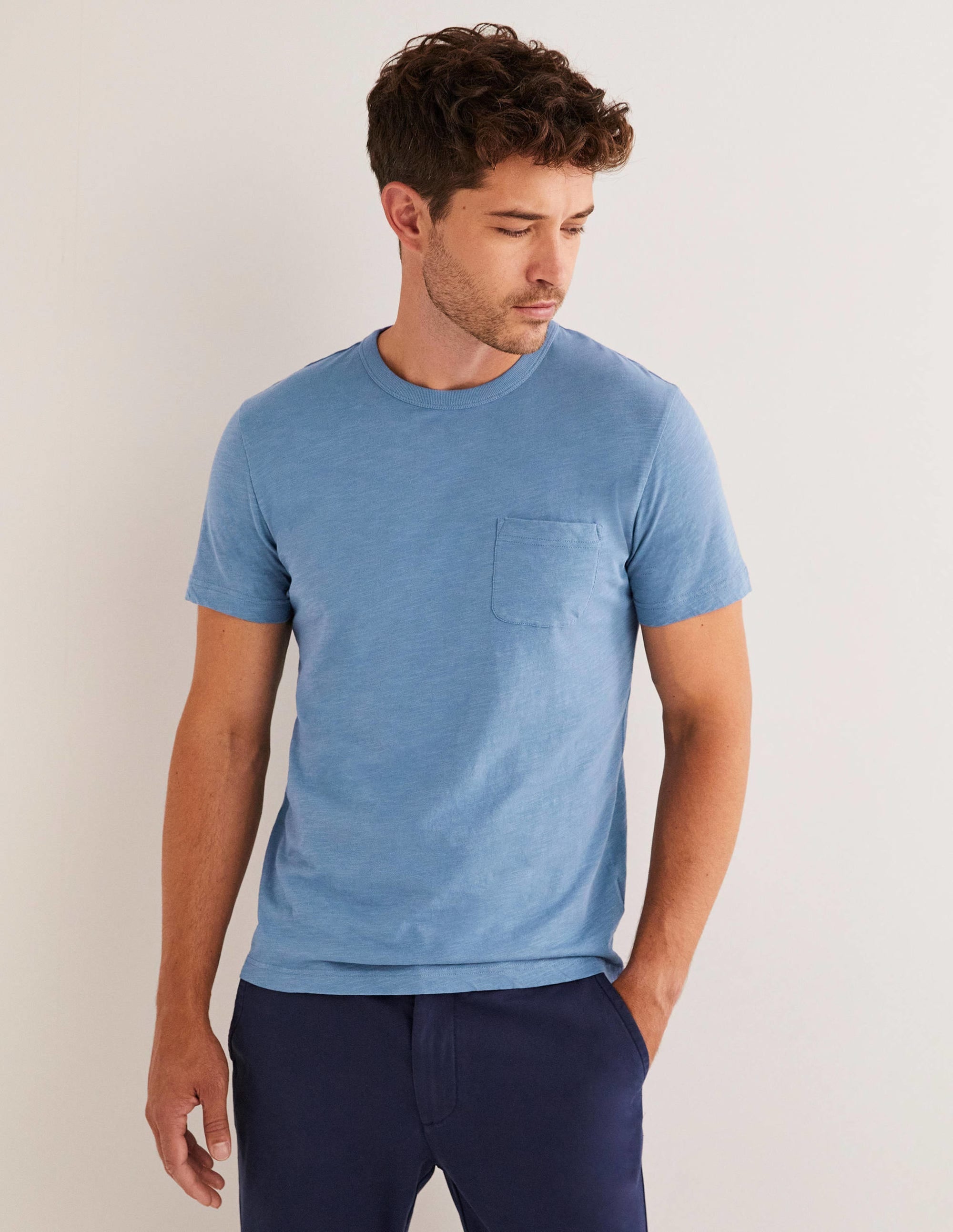 Laundered Slub T-Shirt-Captains Blue - Image 1