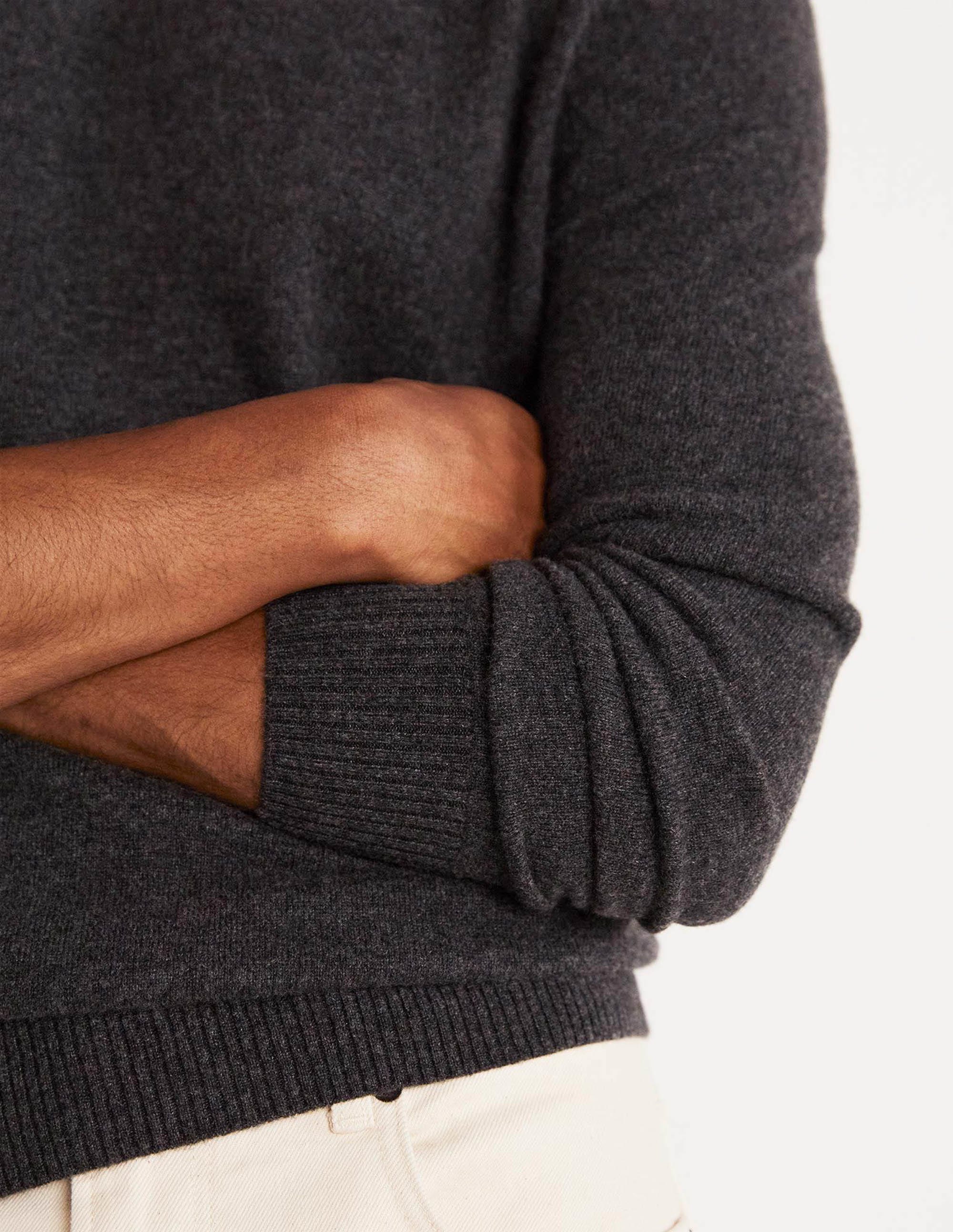 Cashmere Crew Neck Jumper-Dark Grey Melange - Image 7