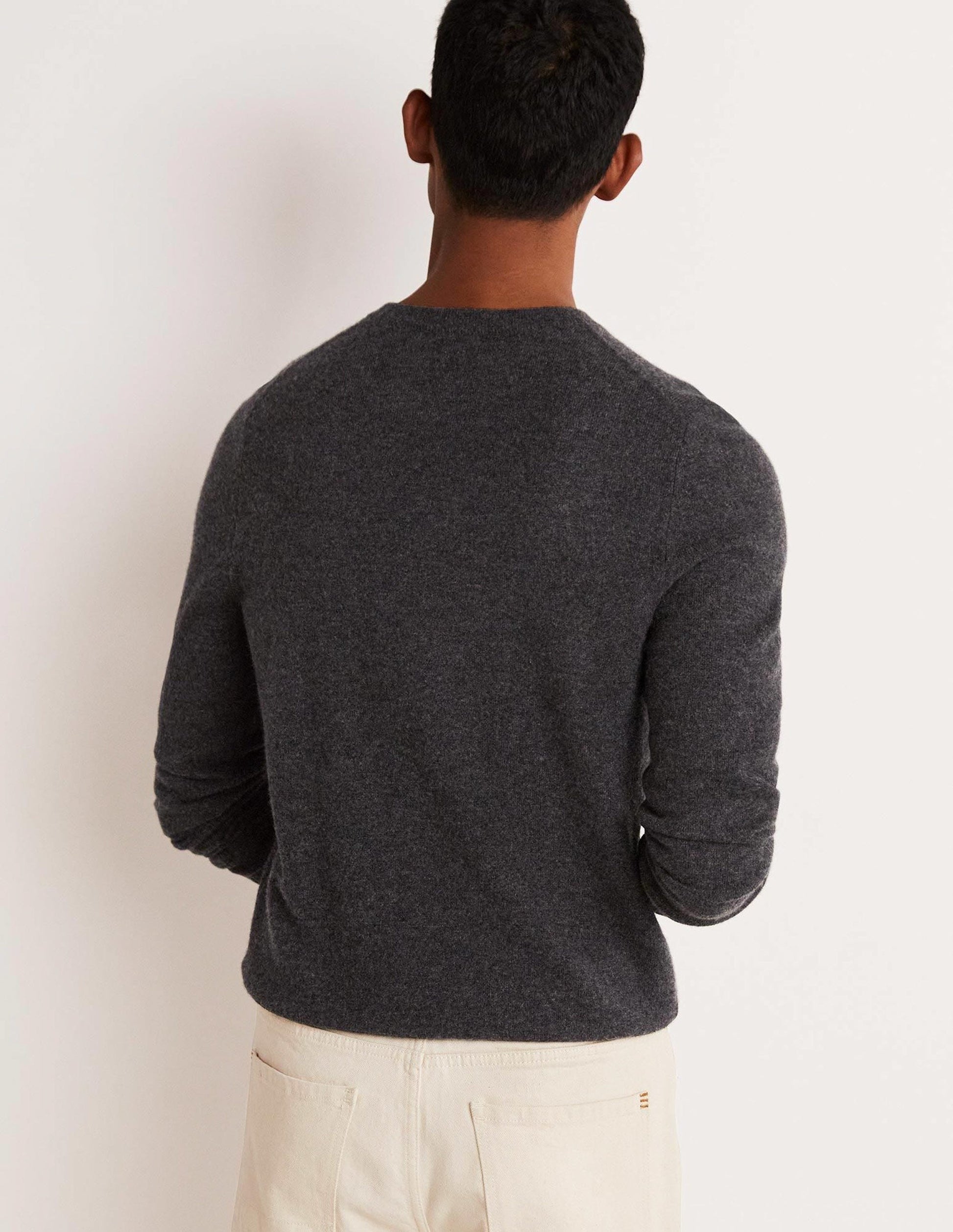 Cashmere Crew Neck Jumper-Dark Grey Melange-8