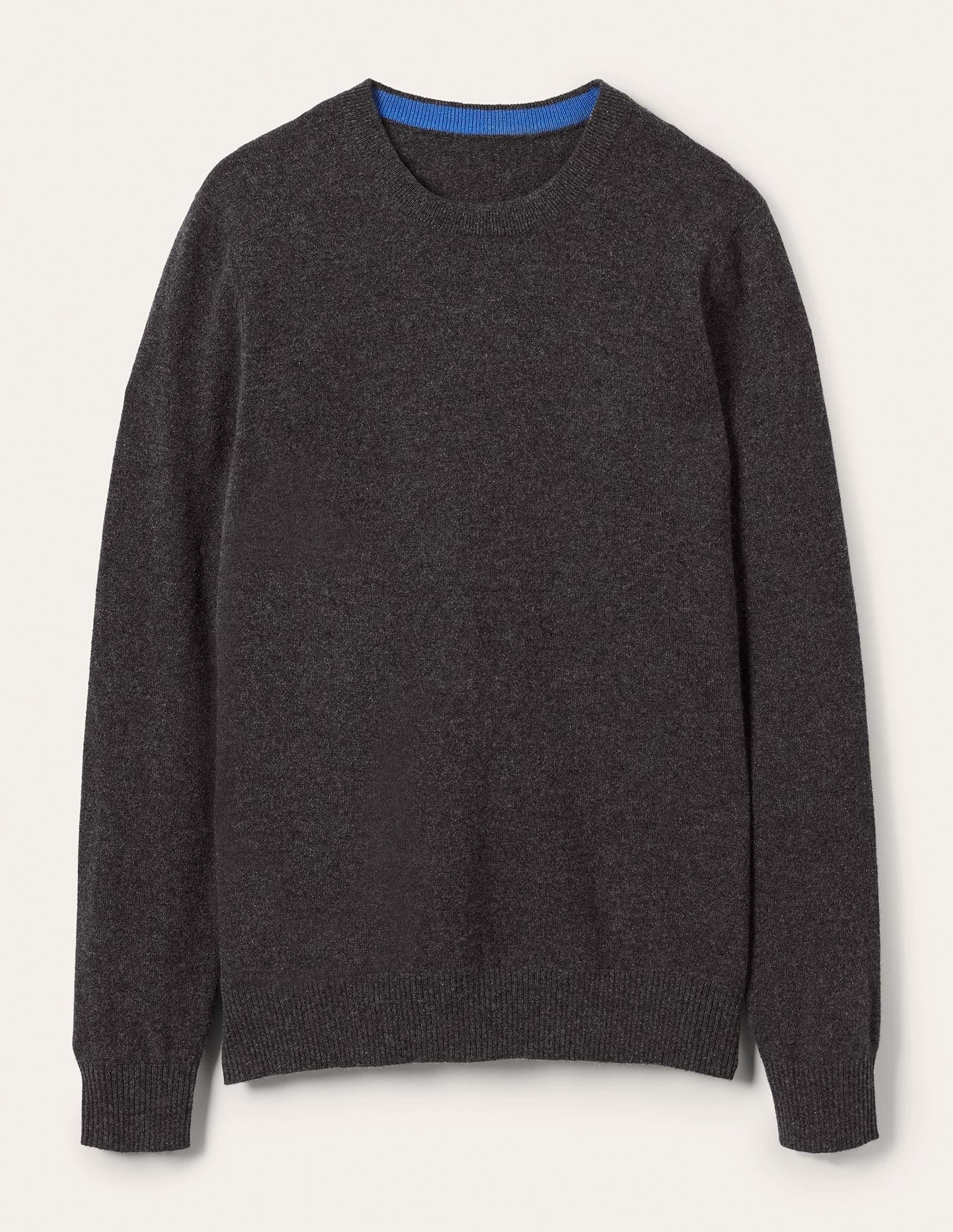 Cashmere Crew Neck Jumper-Dark Grey Melange - Image 11