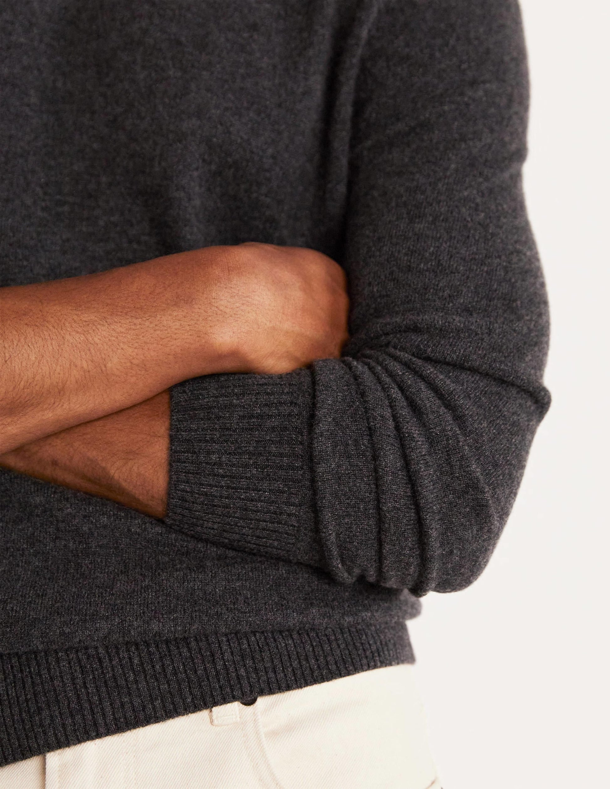 Cashmere Crew Neck Jumper-Dark Grey Melange-2