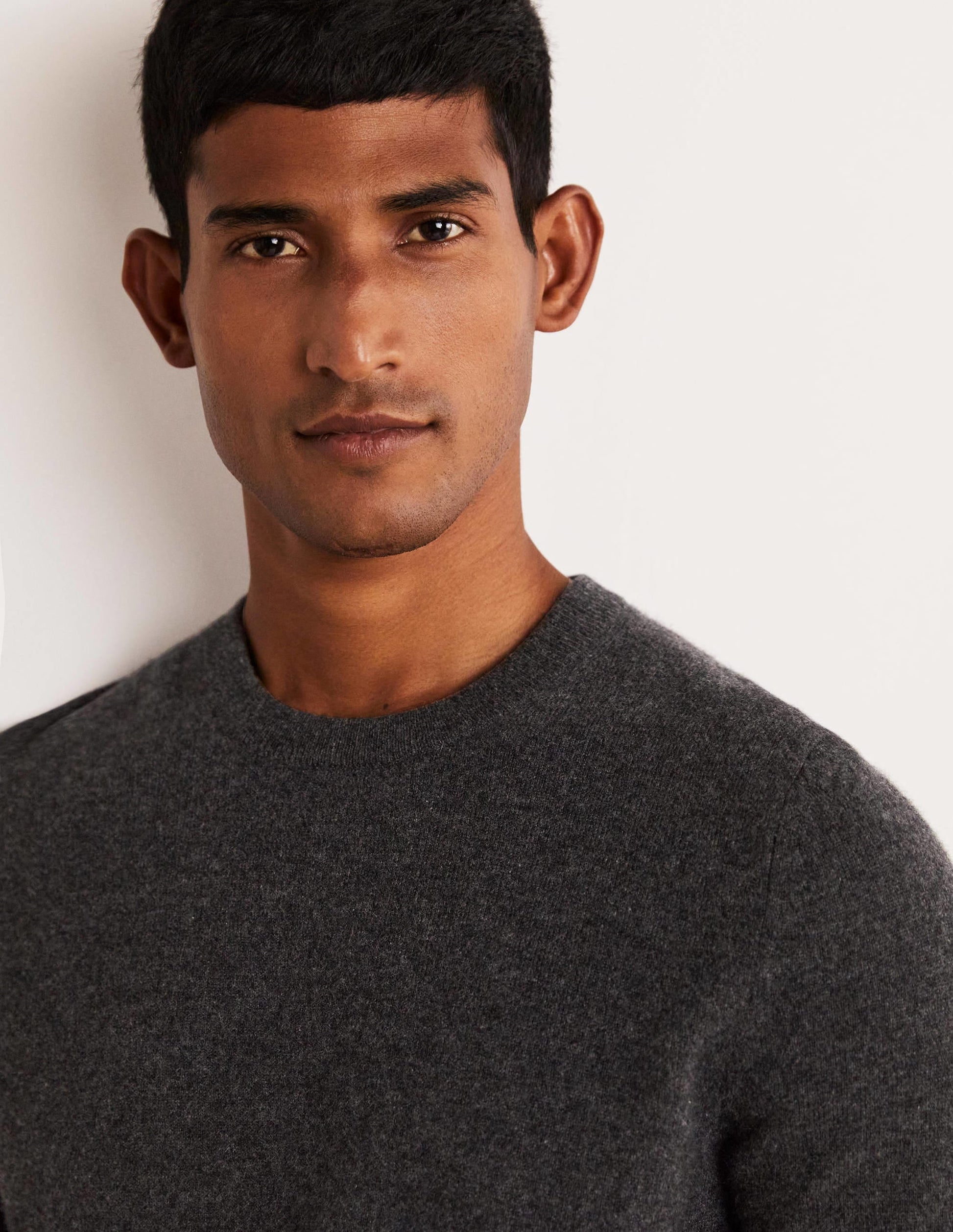 Cashmere Crew Neck Jumper-Dark Grey Melange-4