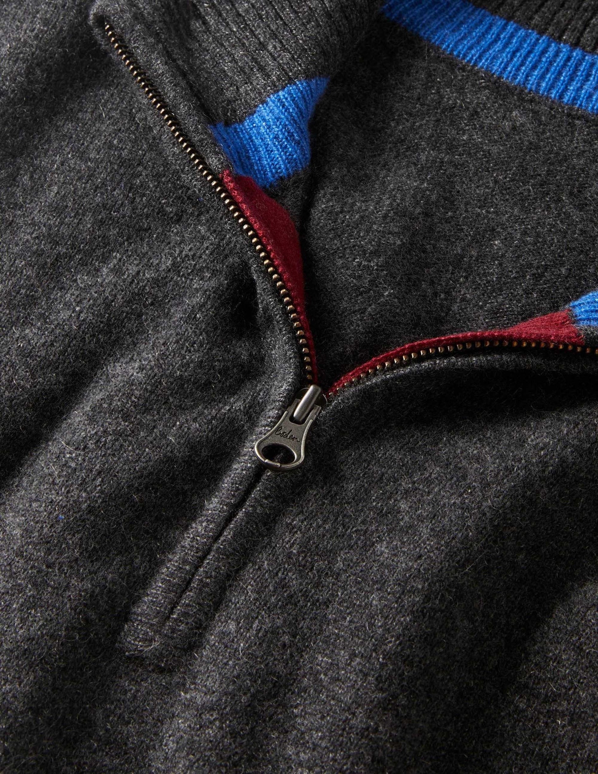 Cashmere Half-Zip Jumper-Dark Grey Melange-9