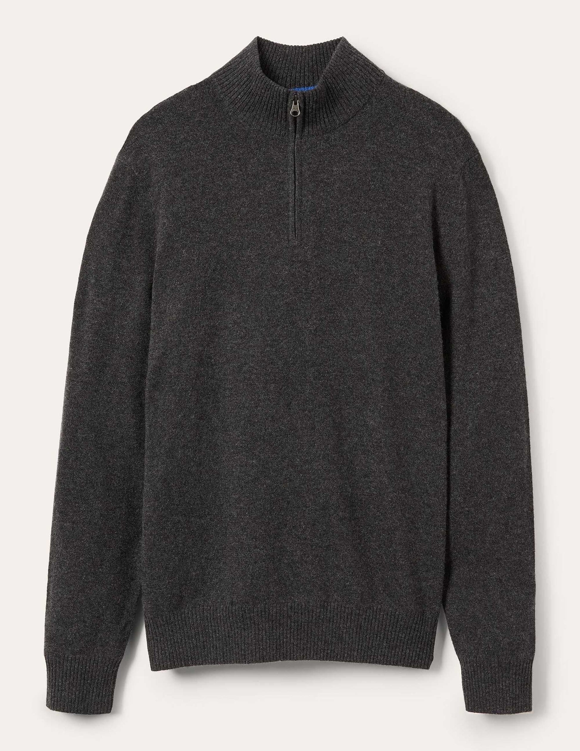 Cashmere Half-Zip Jumper-Dark Grey Melange-10