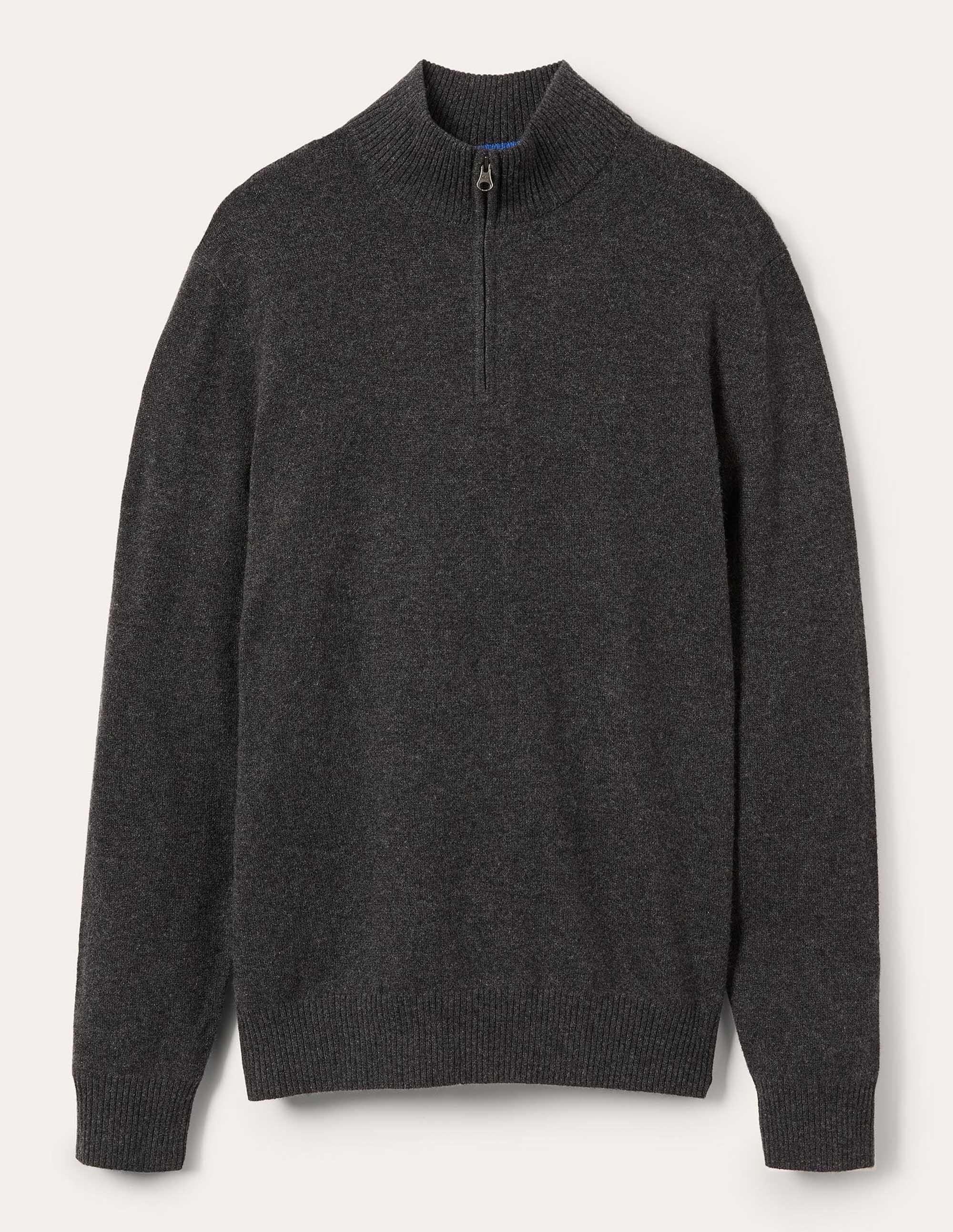 Cashmere Half-Zip Jumper-Dark Grey Melange - Image 10