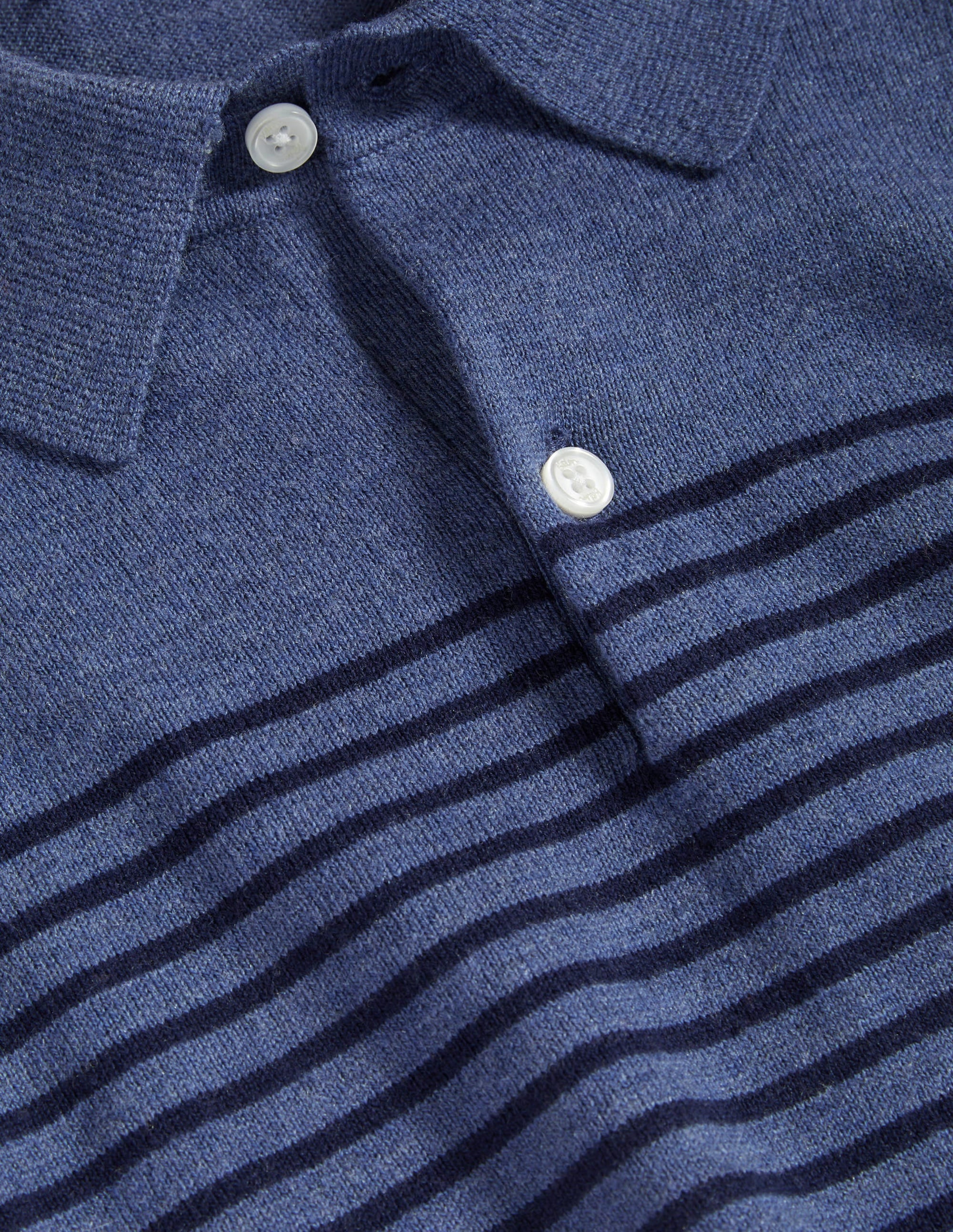 Fine Knit Long Sleeve Polo-Blue/Navy Stripe - Image 9