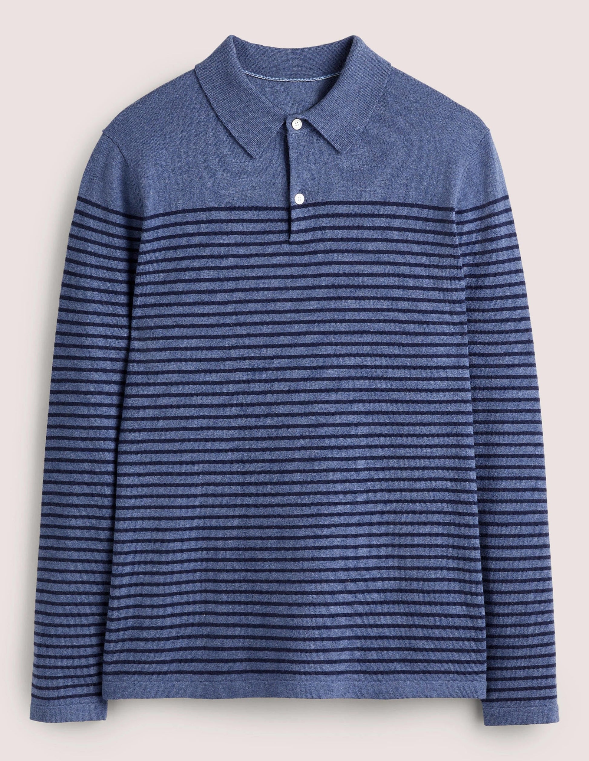 Fine Knit Long Sleeve Polo-Blue/Navy Stripe-10