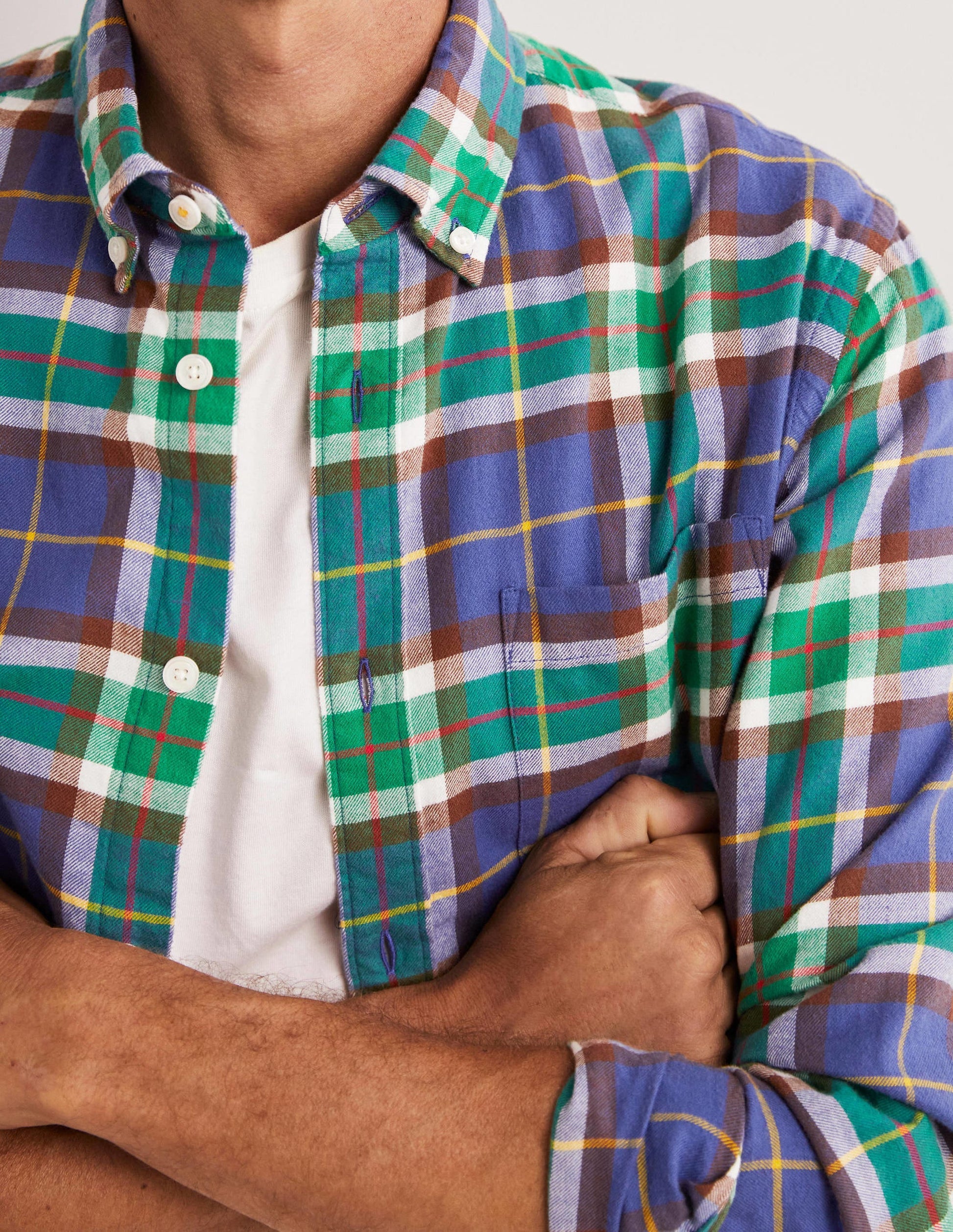 Button Down Twill Shirt-Blue Marl/Red Check-7
